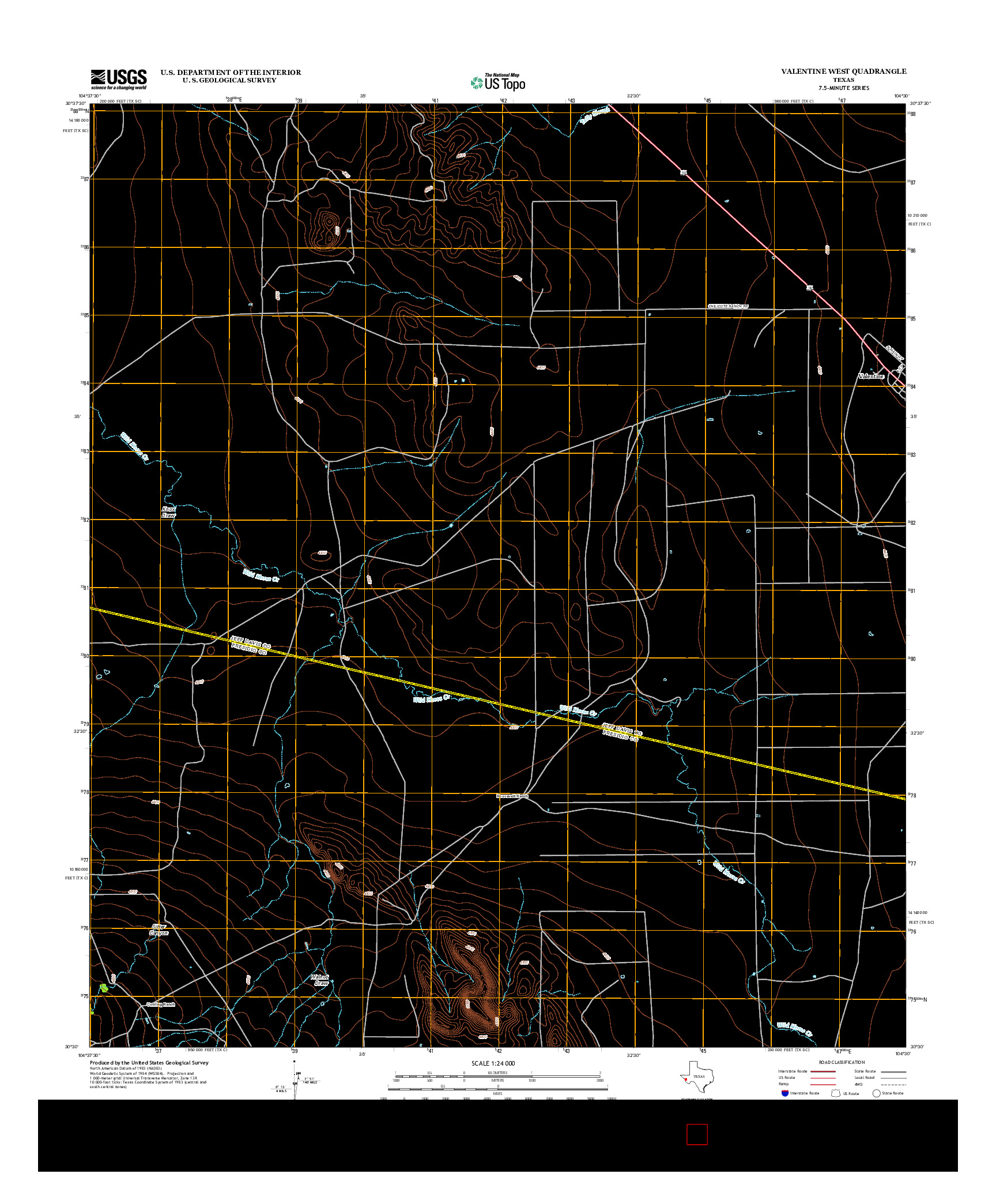 USGS US TOPO 7.5-MINUTE MAP FOR VALENTINE WEST, TX 2012