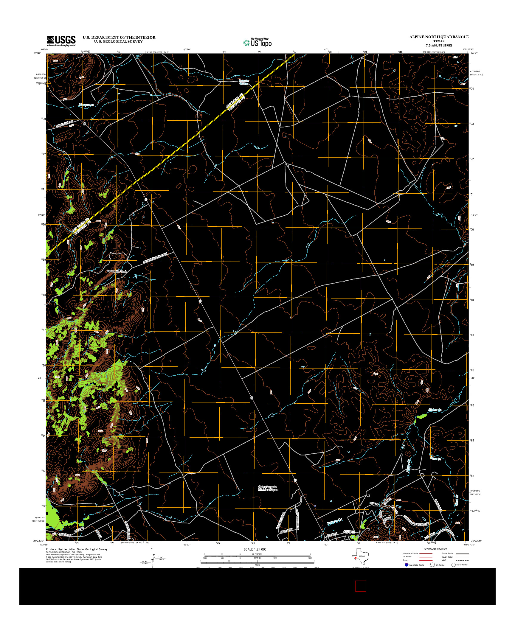 USGS US TOPO 7.5-MINUTE MAP FOR ALPINE NORTH, TX 2012