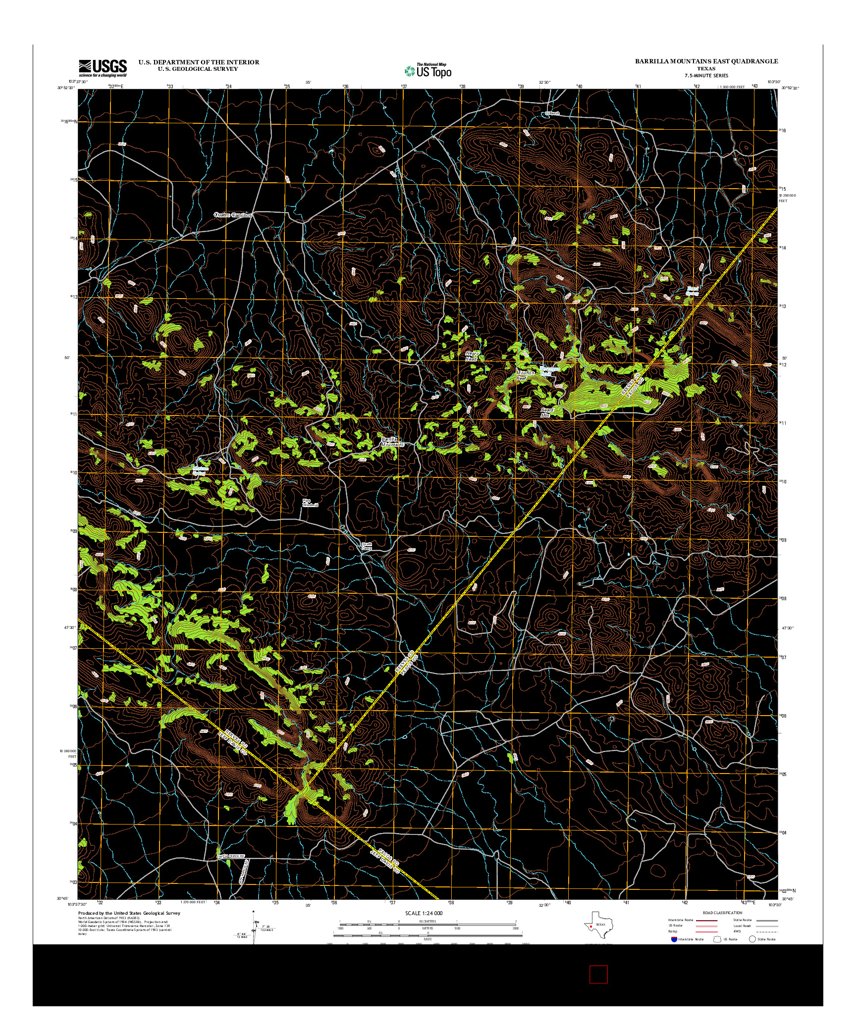 USGS US TOPO 7.5-MINUTE MAP FOR BARRILLA MOUNTAINS EAST, TX 2012