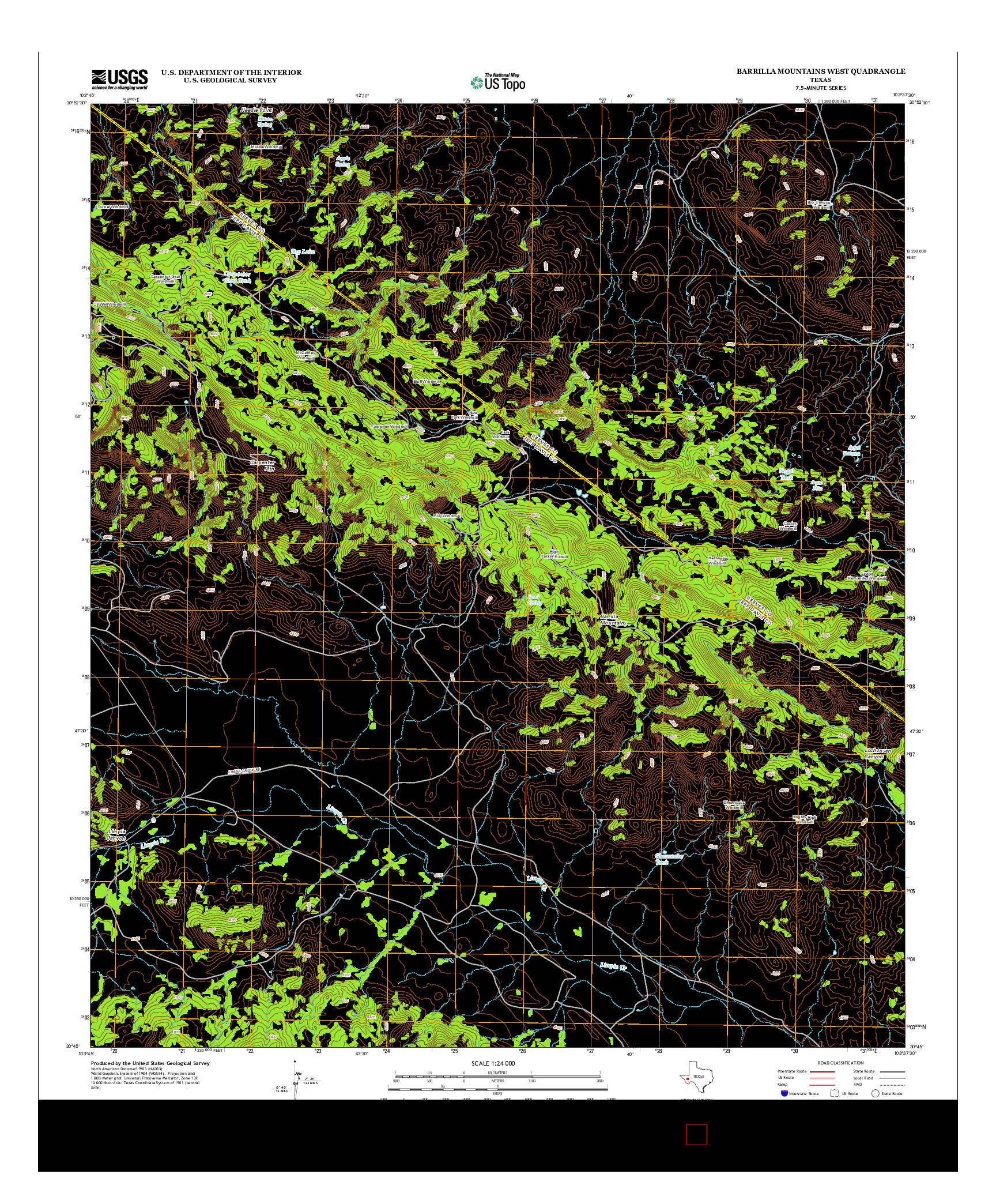 USGS US TOPO 7.5-MINUTE MAP FOR BARRILLA MOUNTAINS WEST, TX 2012