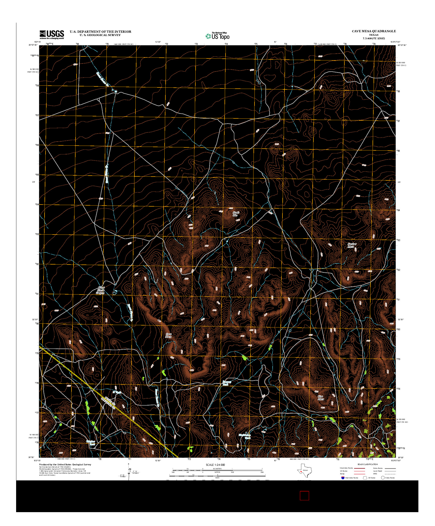 USGS US TOPO 7.5-MINUTE MAP FOR CAVE MESA, TX 2012