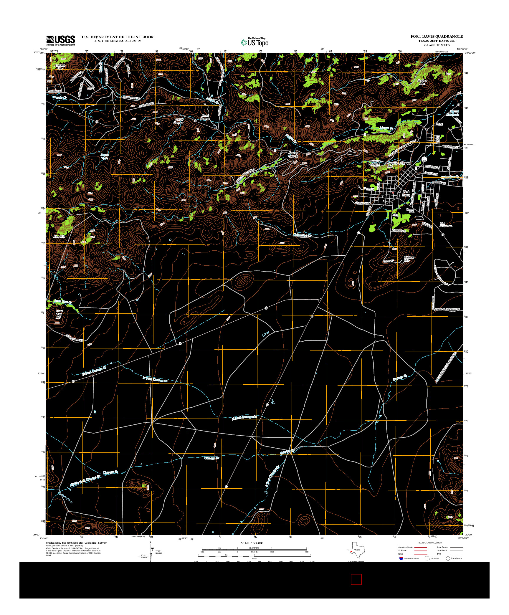 USGS US TOPO 7.5-MINUTE MAP FOR FORT DAVIS, TX 2012