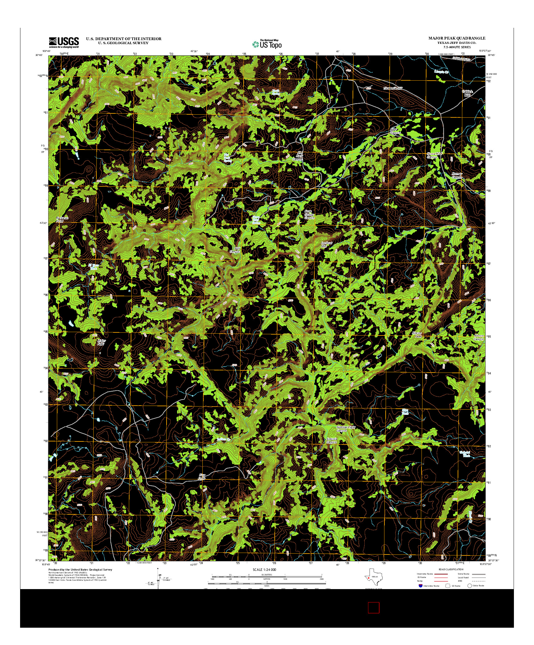 USGS US TOPO 7.5-MINUTE MAP FOR MAJOR PEAK, TX 2012
