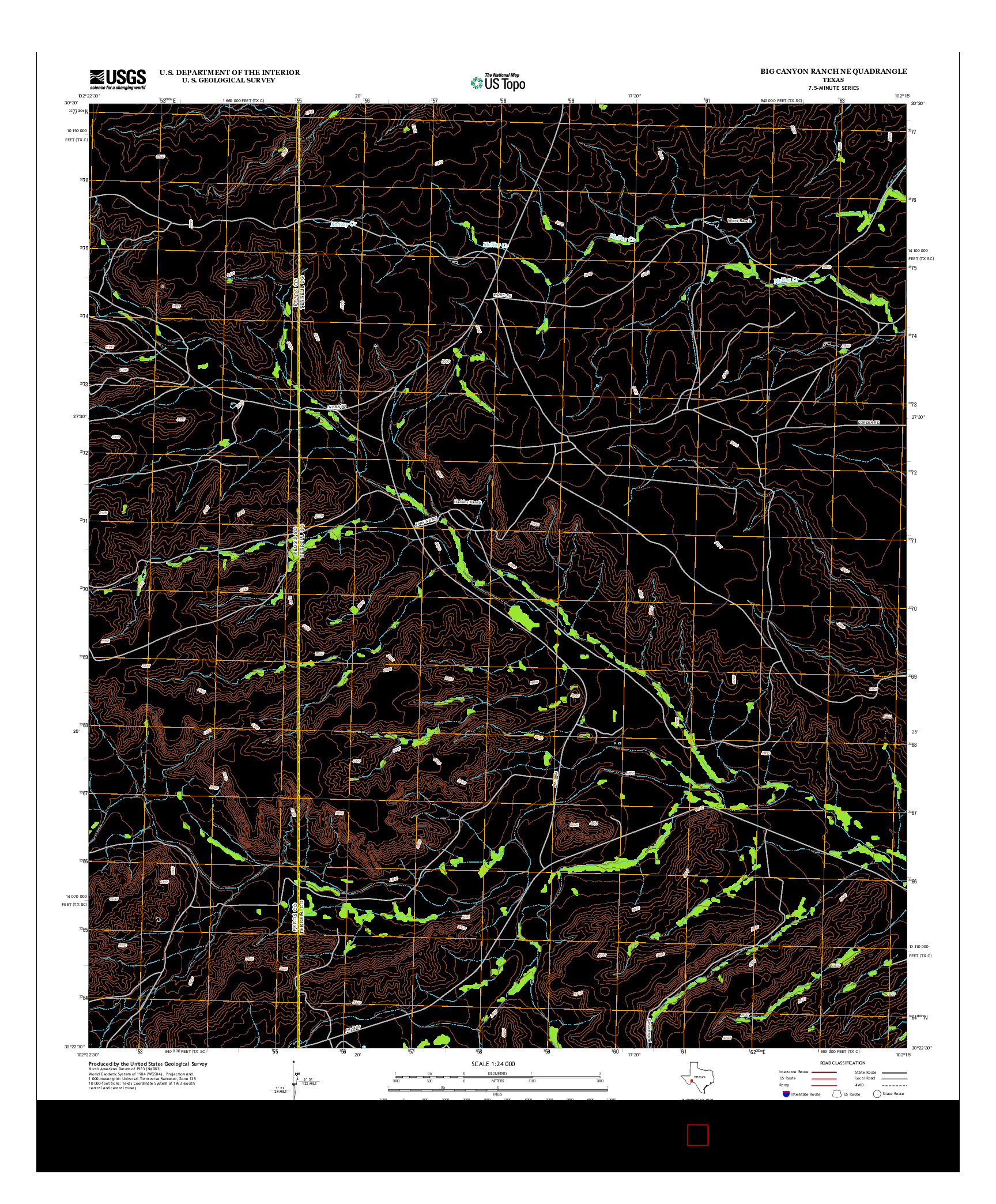 USGS US TOPO 7.5-MINUTE MAP FOR BIG CANYON RANCH NE, TX 2012