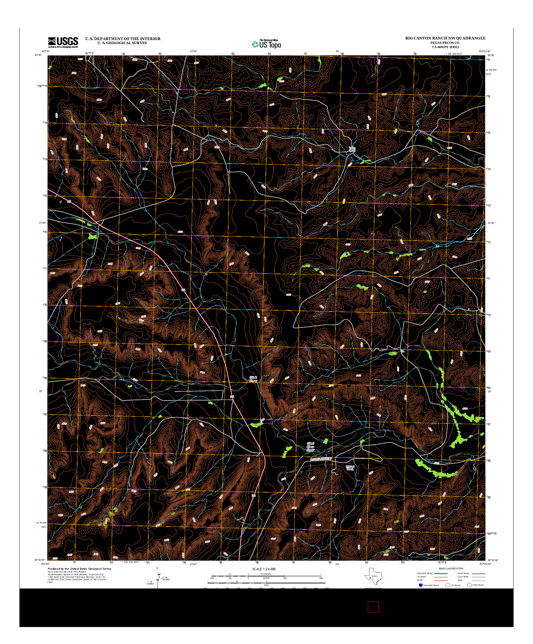 USGS US TOPO 7.5-MINUTE MAP FOR BIG CANYON RANCH NW, TX 2012