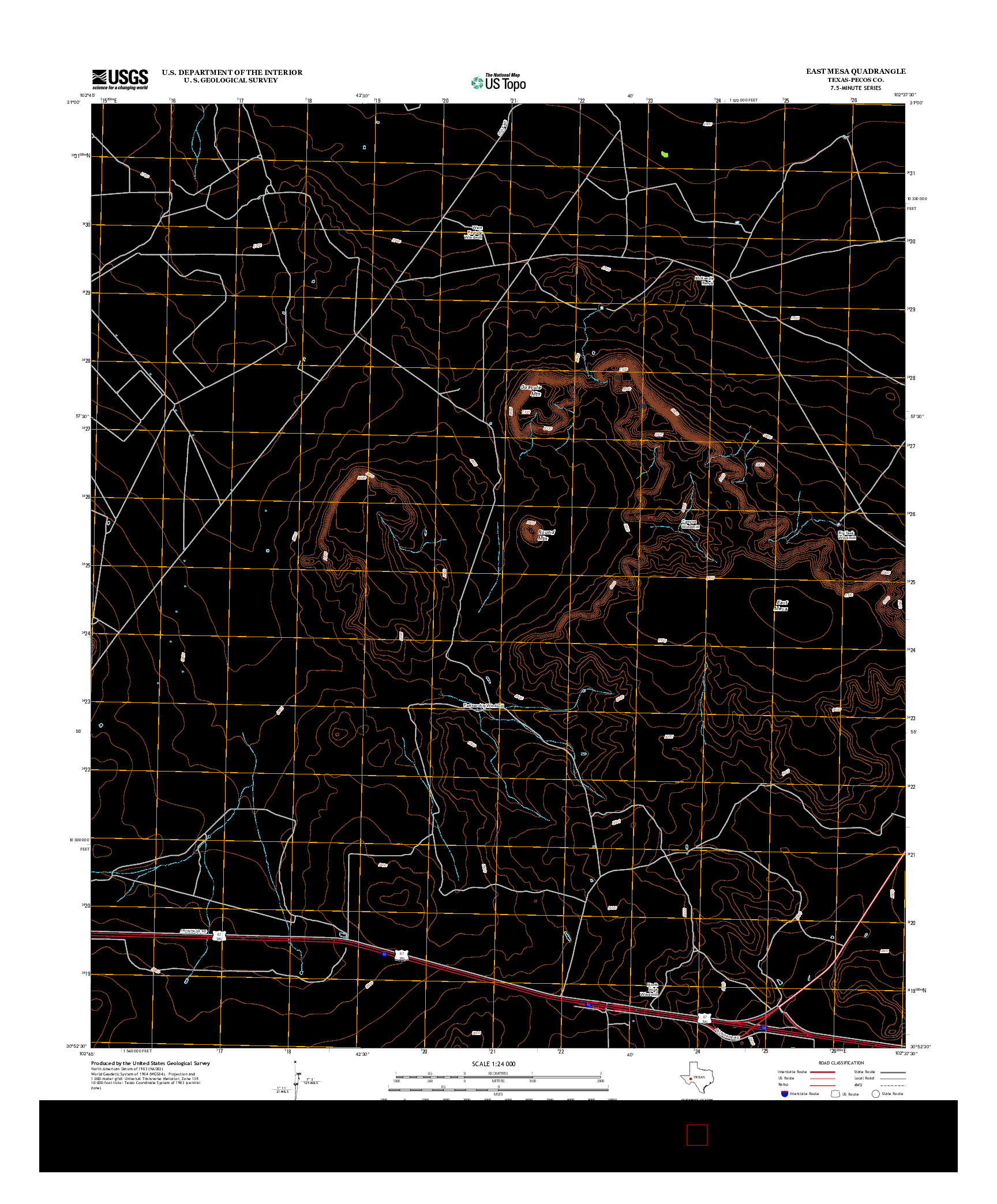 USGS US TOPO 7.5-MINUTE MAP FOR EAST MESA, TX 2012