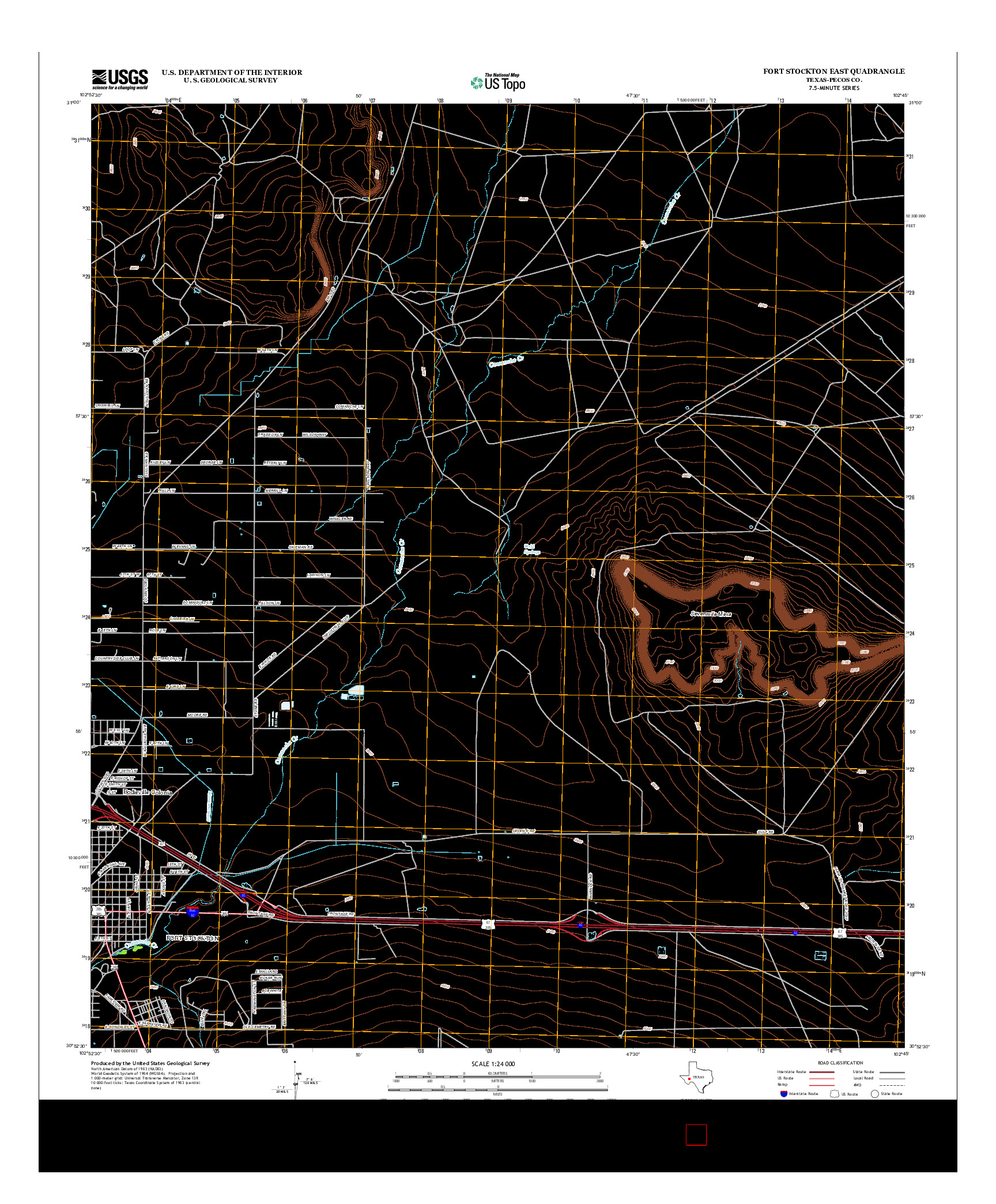 USGS US TOPO 7.5-MINUTE MAP FOR FORT STOCKTON EAST, TX 2012