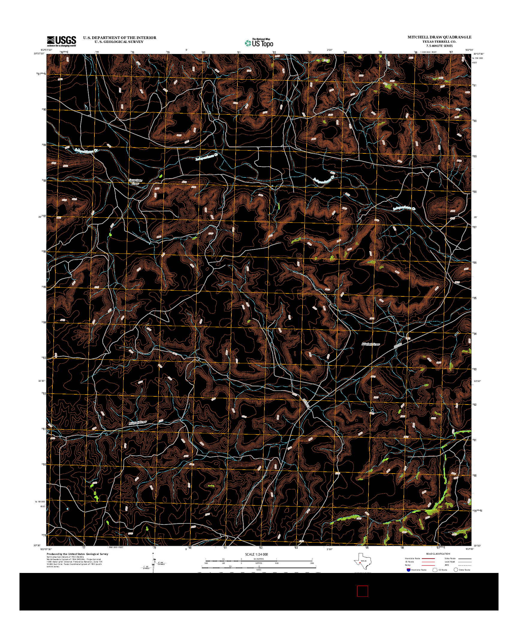 USGS US TOPO 7.5-MINUTE MAP FOR MITCHELL DRAW, TX 2012