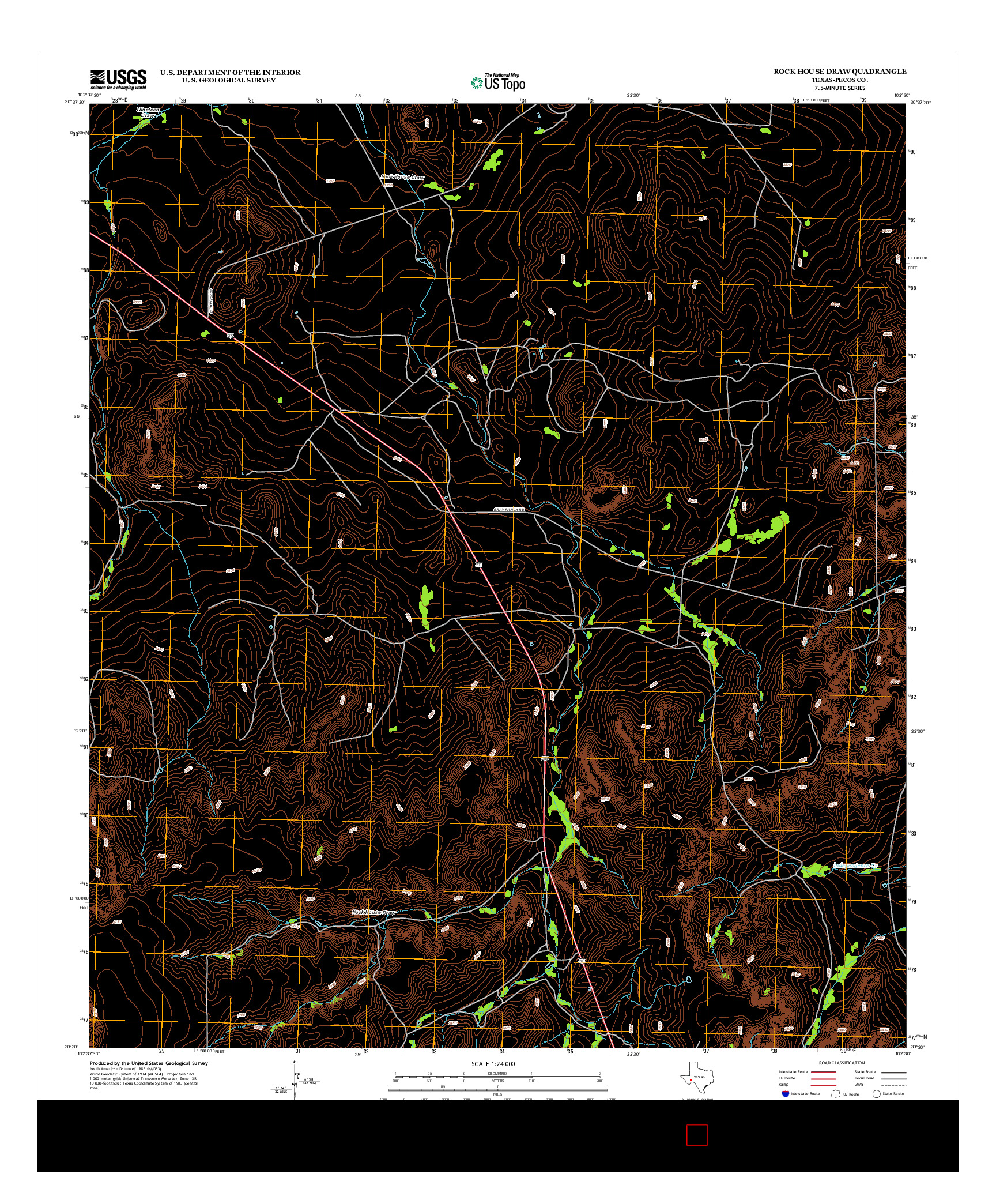 USGS US TOPO 7.5-MINUTE MAP FOR ROCK HOUSE DRAW, TX 2012