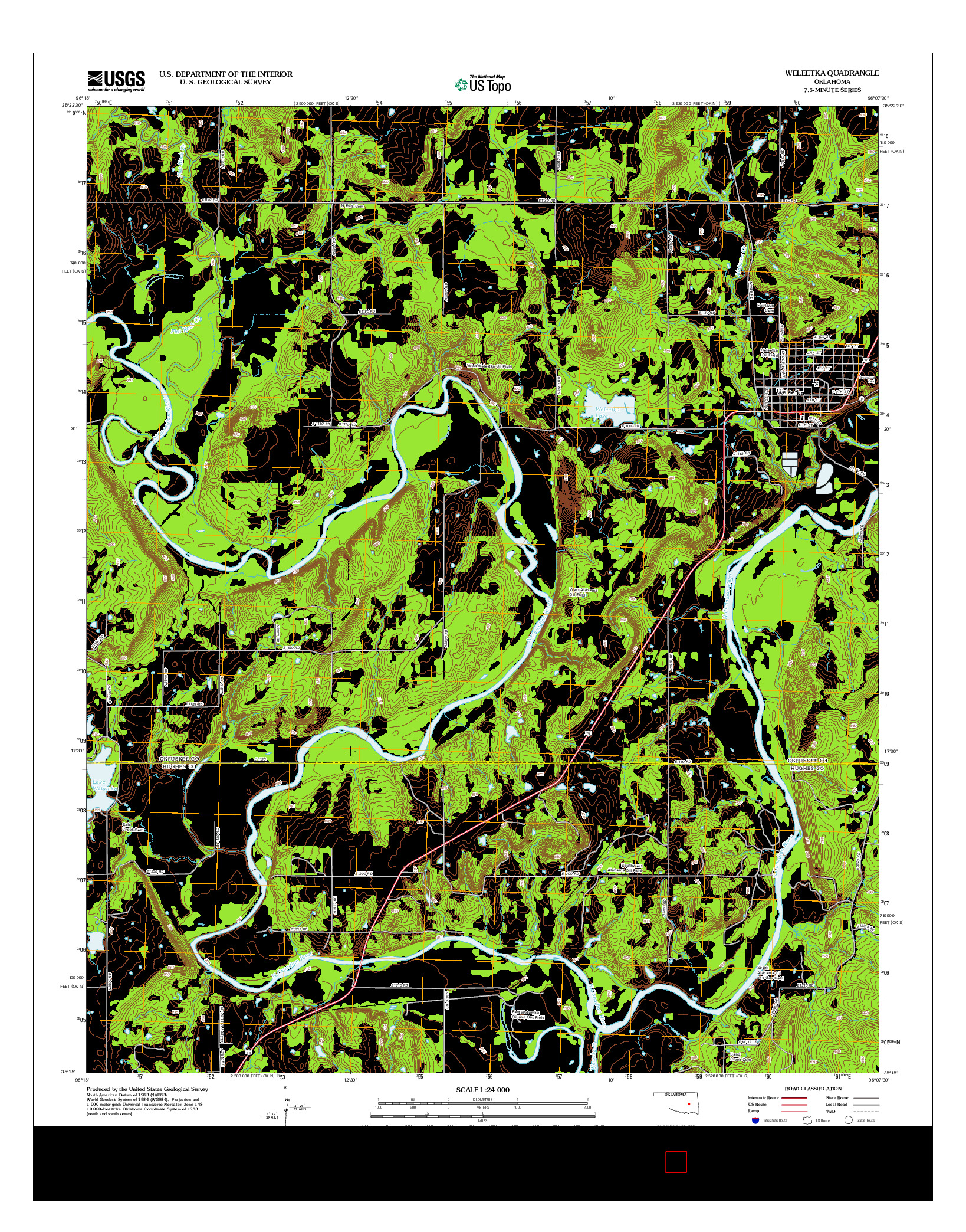 USGS US TOPO 7.5-MINUTE MAP FOR WELEETKA, OK 2012