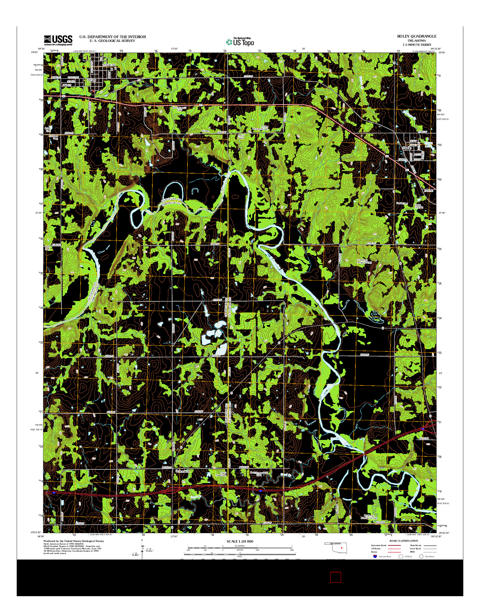 USGS US TOPO 7.5-MINUTE MAP FOR BOLEY, OK 2012
