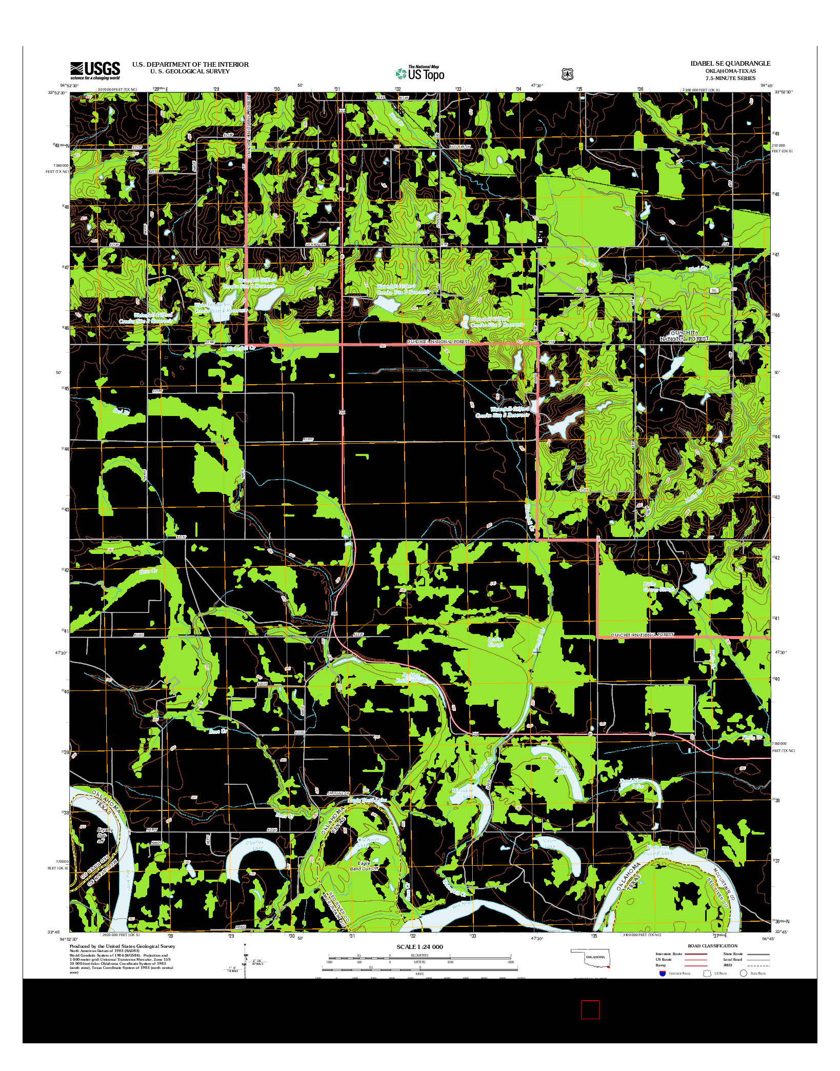 USGS US TOPO 7.5-MINUTE MAP FOR IDABEL SE, OK-TX 2012