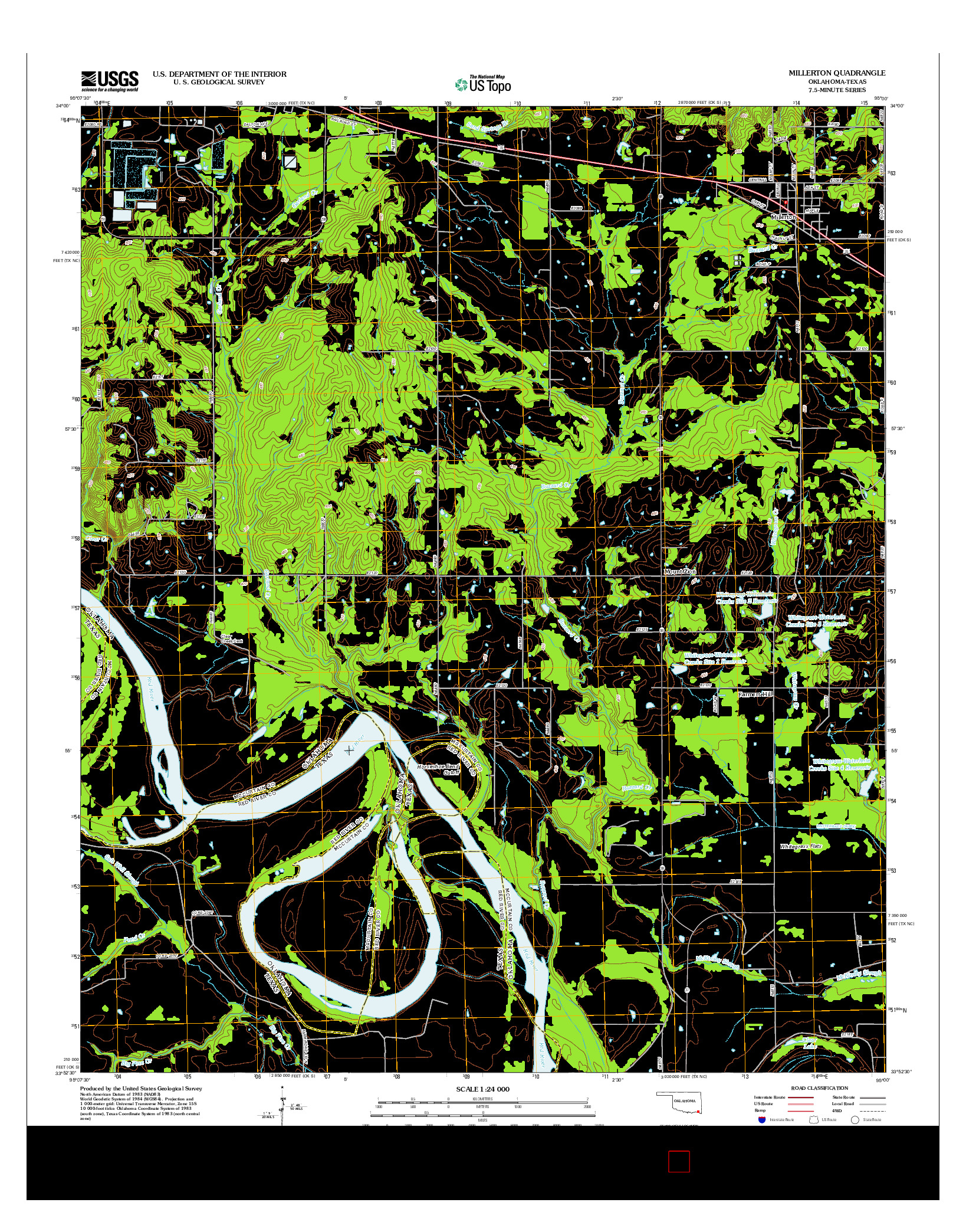 USGS US TOPO 7.5-MINUTE MAP FOR MILLERTON, OK-TX 2012