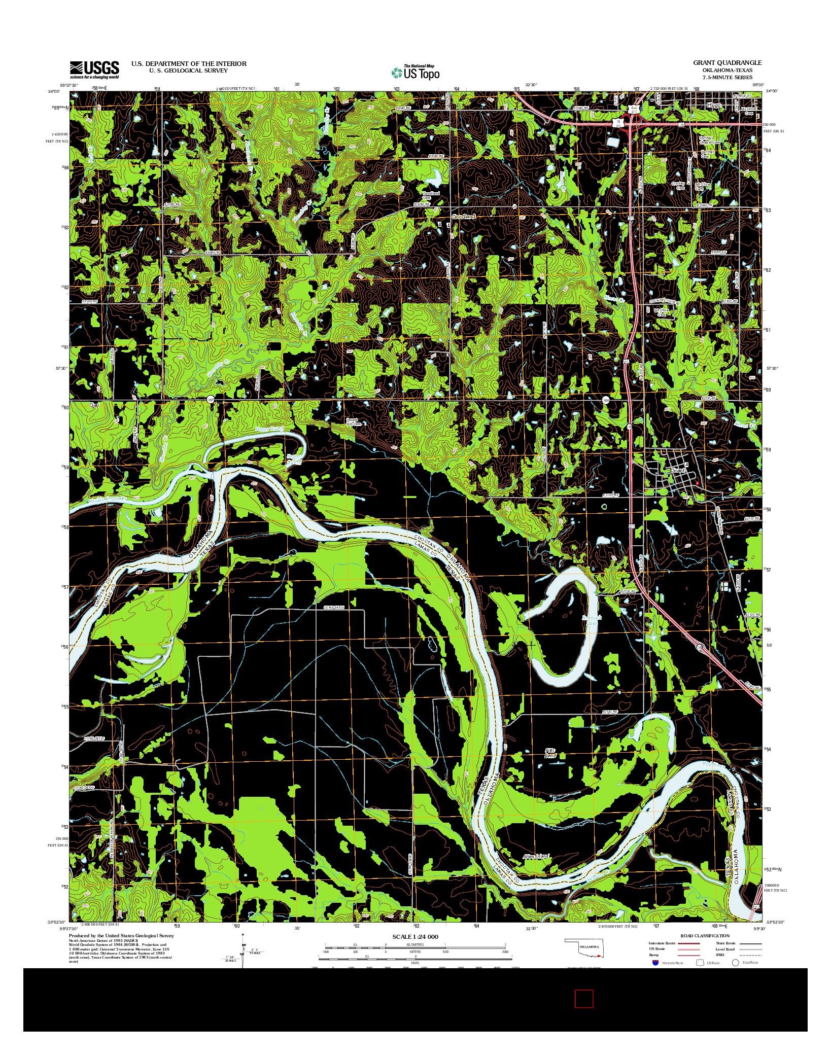 USGS US TOPO 7.5-MINUTE MAP FOR GRANT, OK-TX 2012