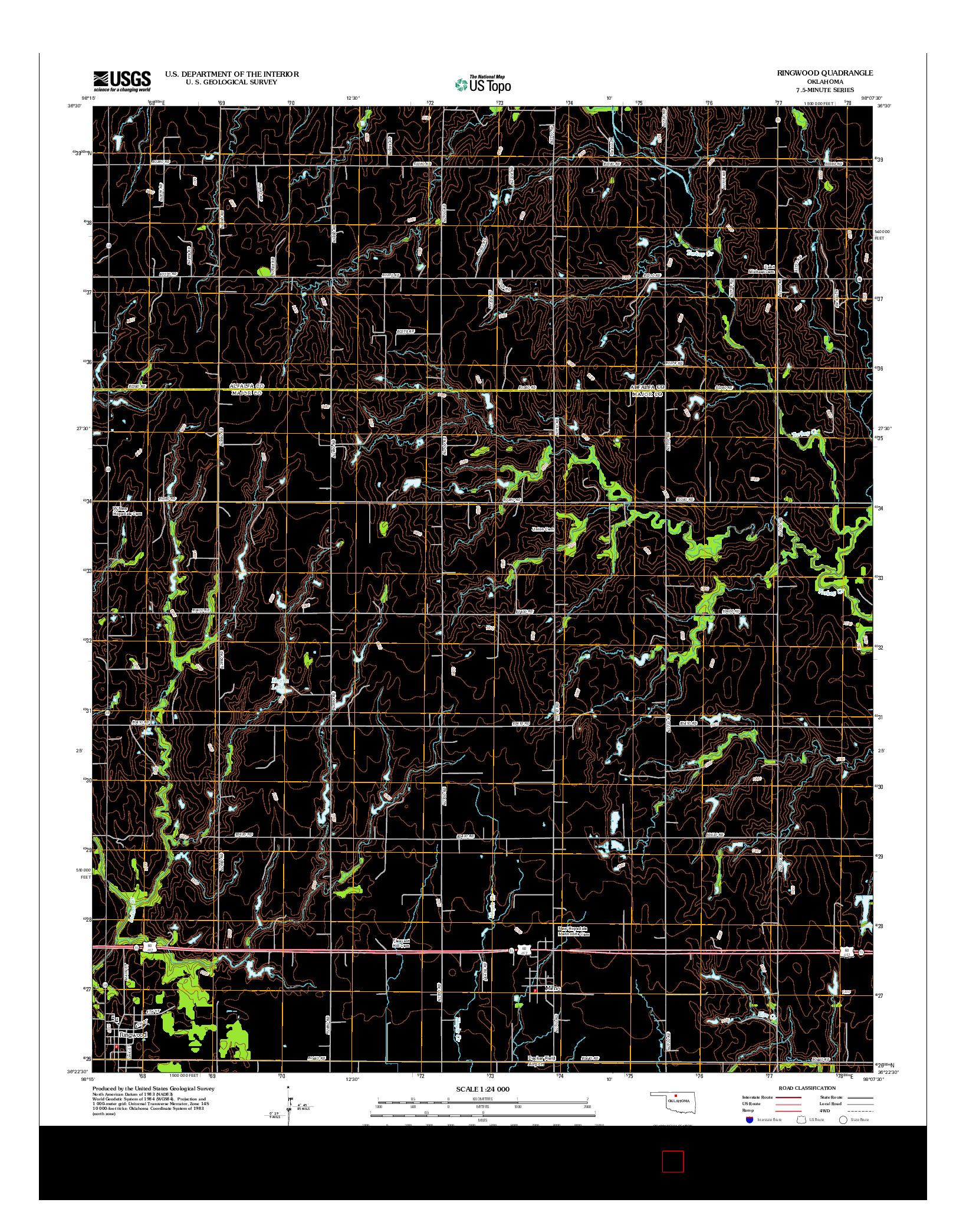 USGS US TOPO 7.5-MINUTE MAP FOR RINGWOOD, OK 2012