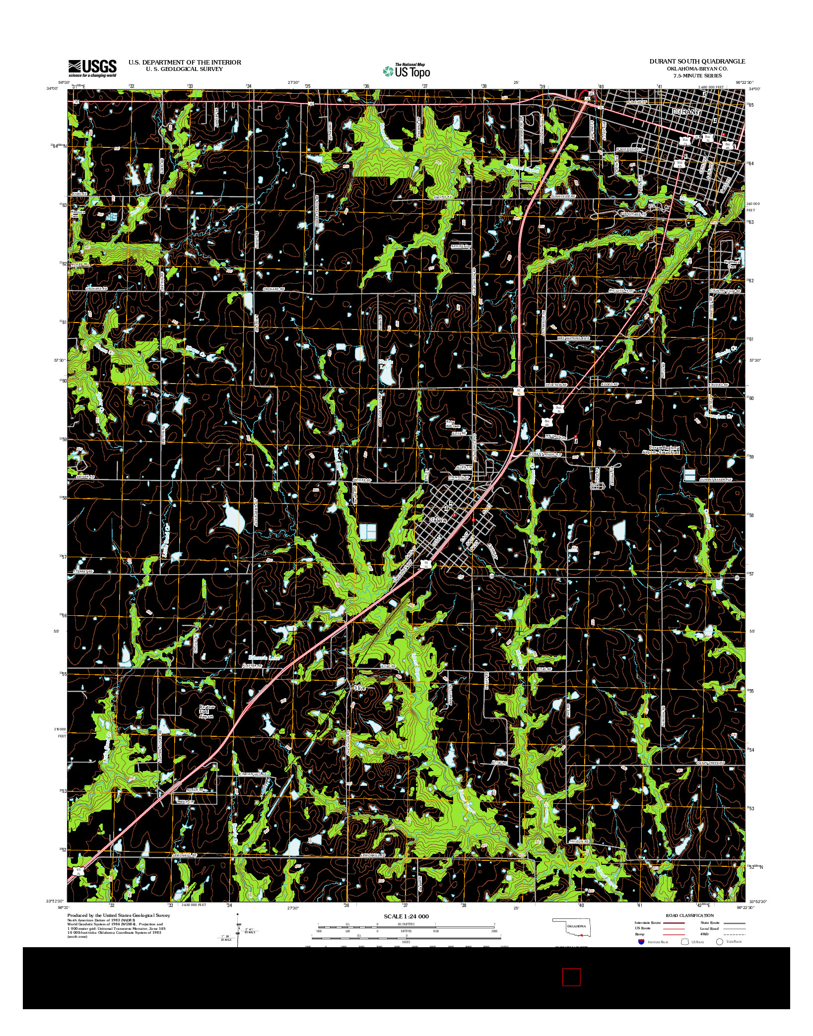 USGS US TOPO 7.5-MINUTE MAP FOR DURANT SOUTH, OK 2012