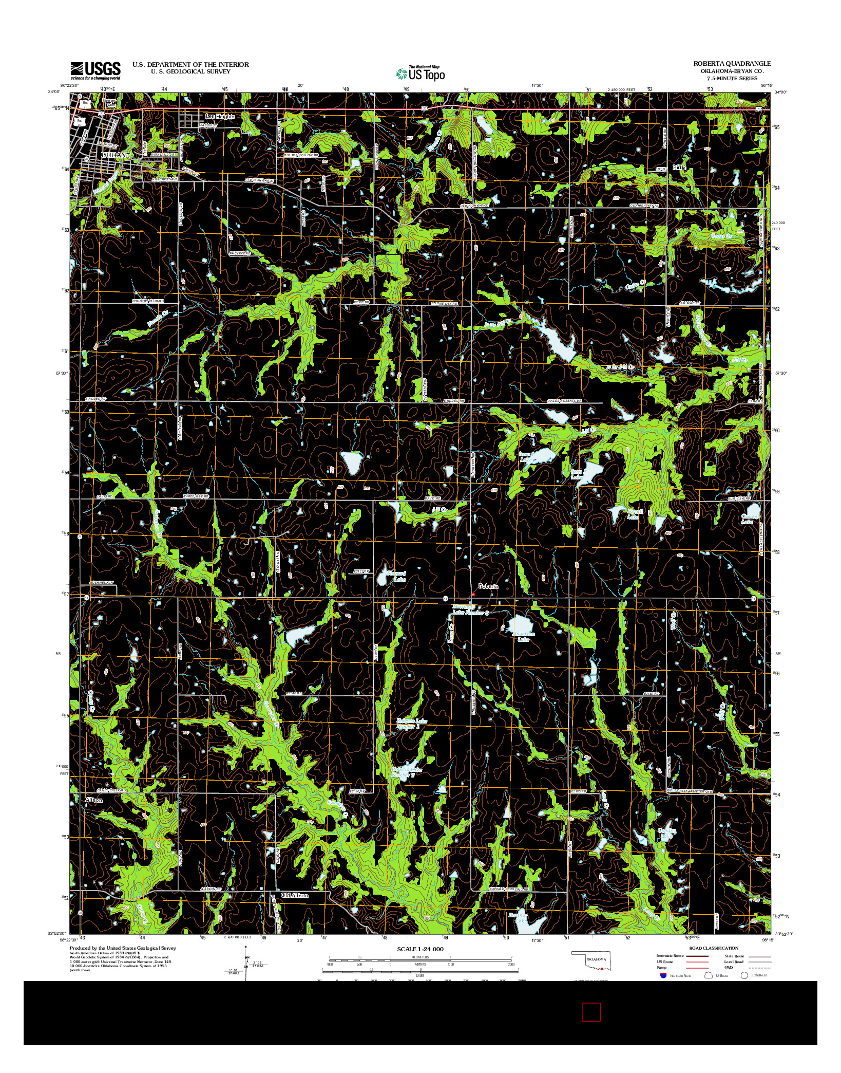 USGS US TOPO 7.5-MINUTE MAP FOR ROBERTA, OK 2012