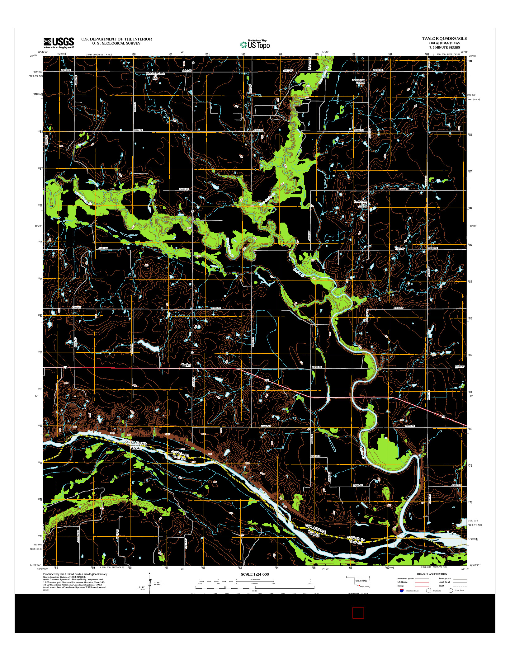 USGS US TOPO 7.5-MINUTE MAP FOR TAYLOR, OK-TX 2012