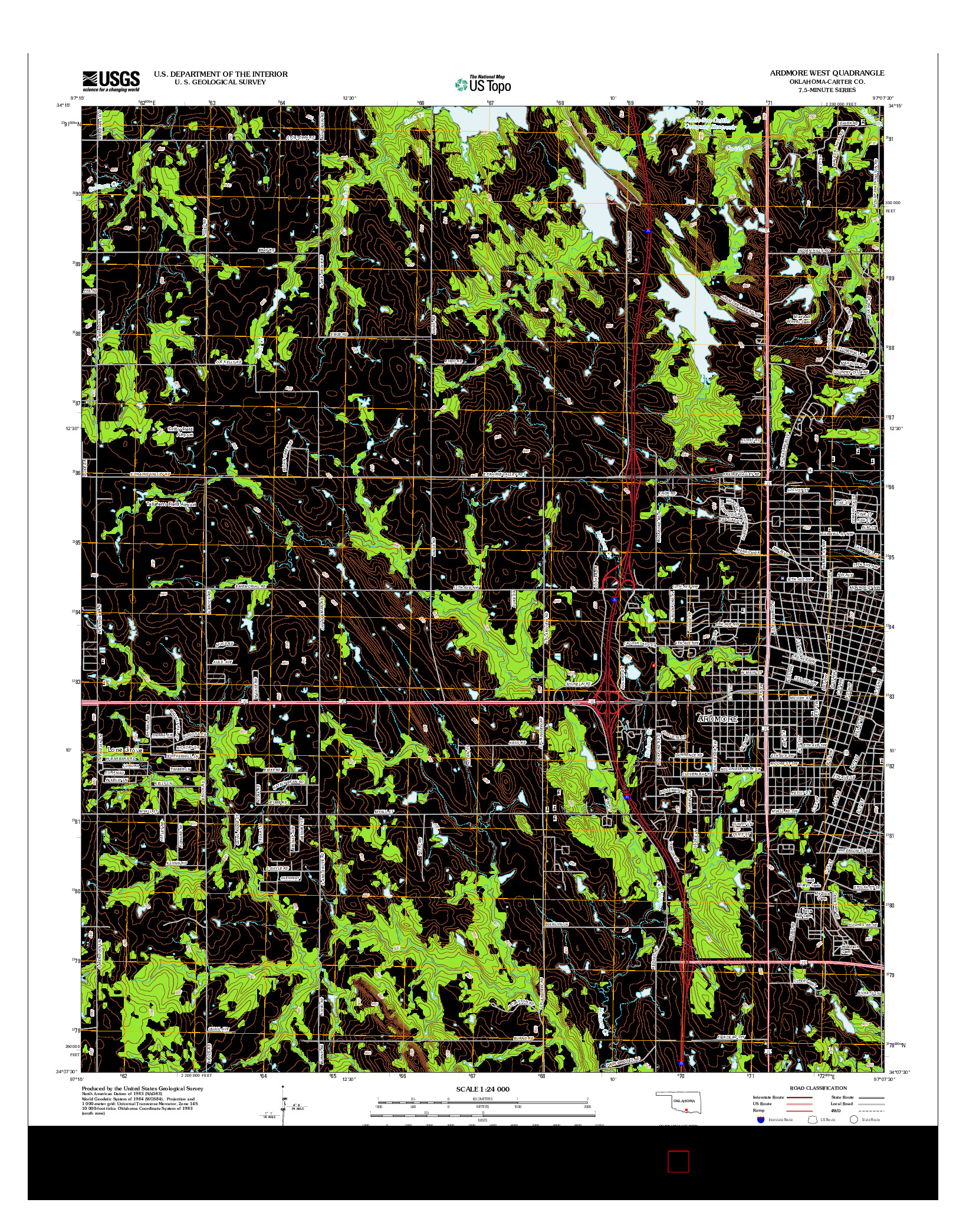 USGS US TOPO 7.5-MINUTE MAP FOR ARDMORE WEST, OK 2012