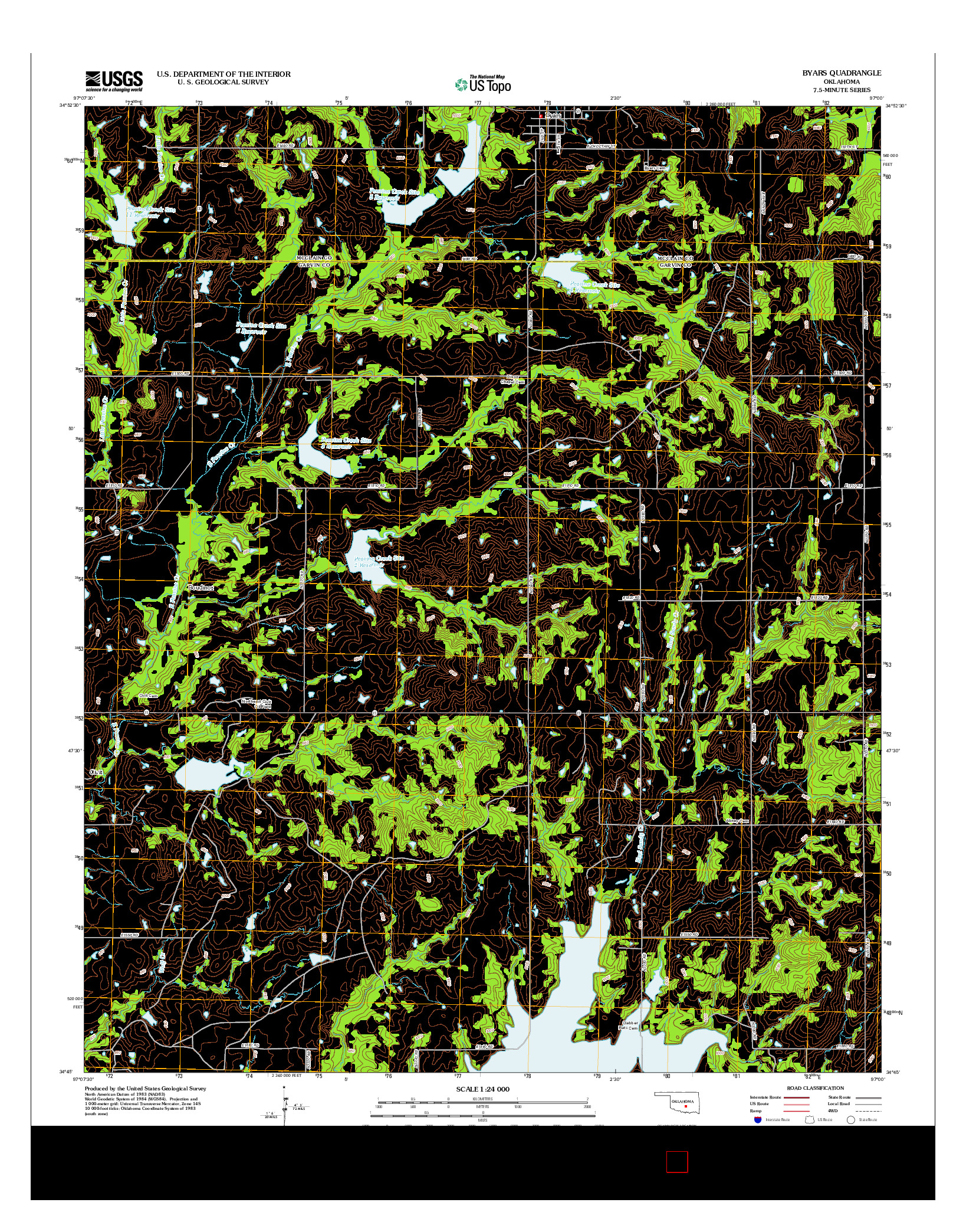 USGS US TOPO 7.5-MINUTE MAP FOR BYARS, OK 2012