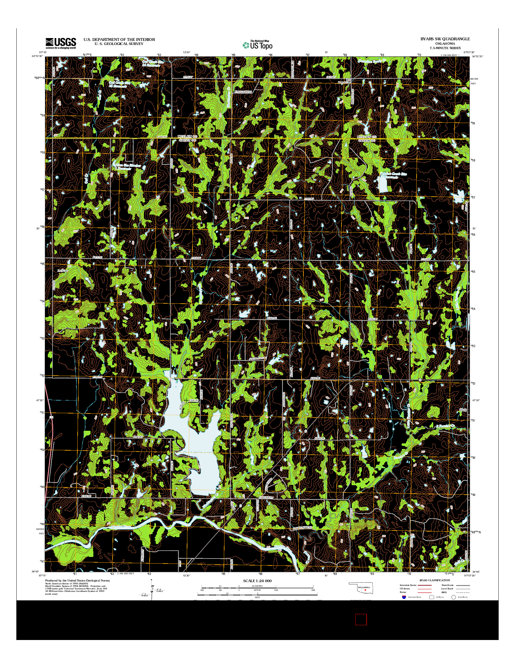 USGS US TOPO 7.5-MINUTE MAP FOR BYARS SW, OK 2012