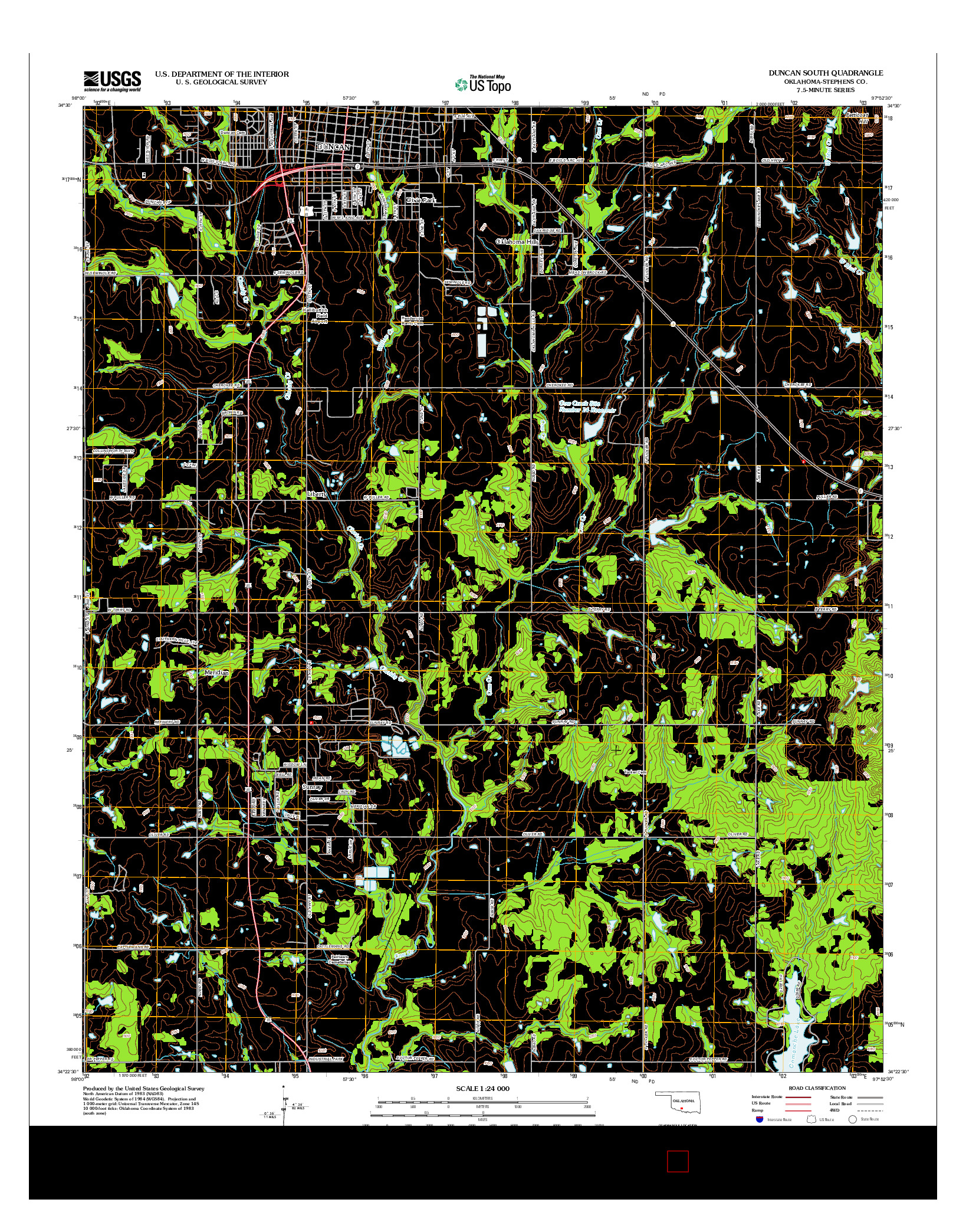 USGS US TOPO 7.5-MINUTE MAP FOR DUNCAN SOUTH, OK 2012