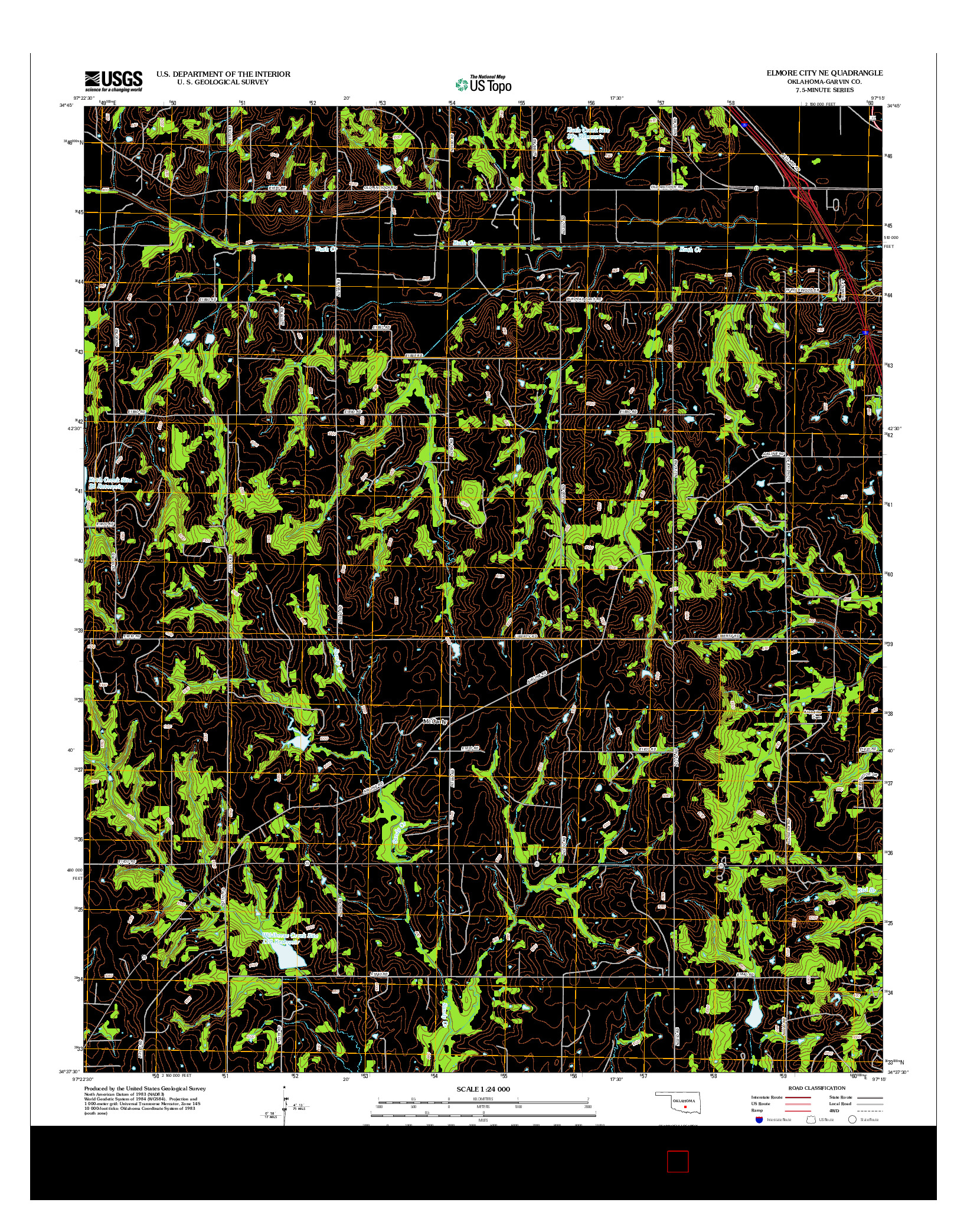 USGS US TOPO 7.5-MINUTE MAP FOR ELMORE CITY NE, OK 2012
