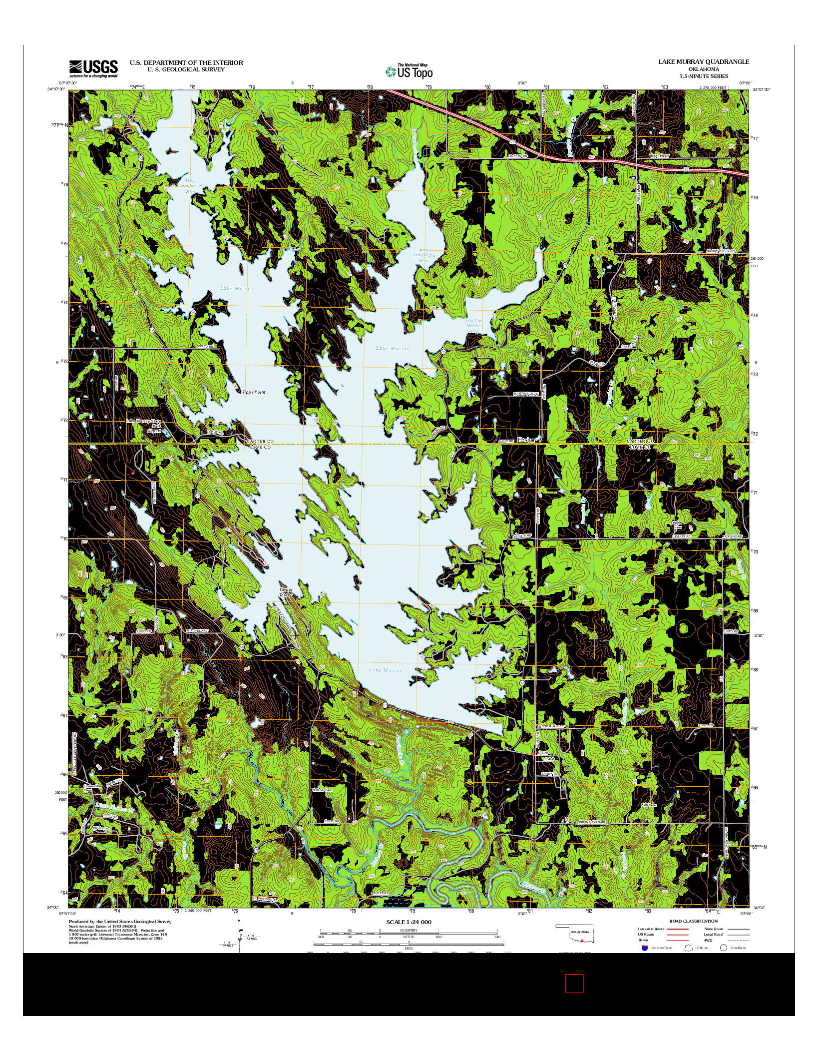 USGS US TOPO 7.5-MINUTE MAP FOR LAKE MURRAY, OK 2012