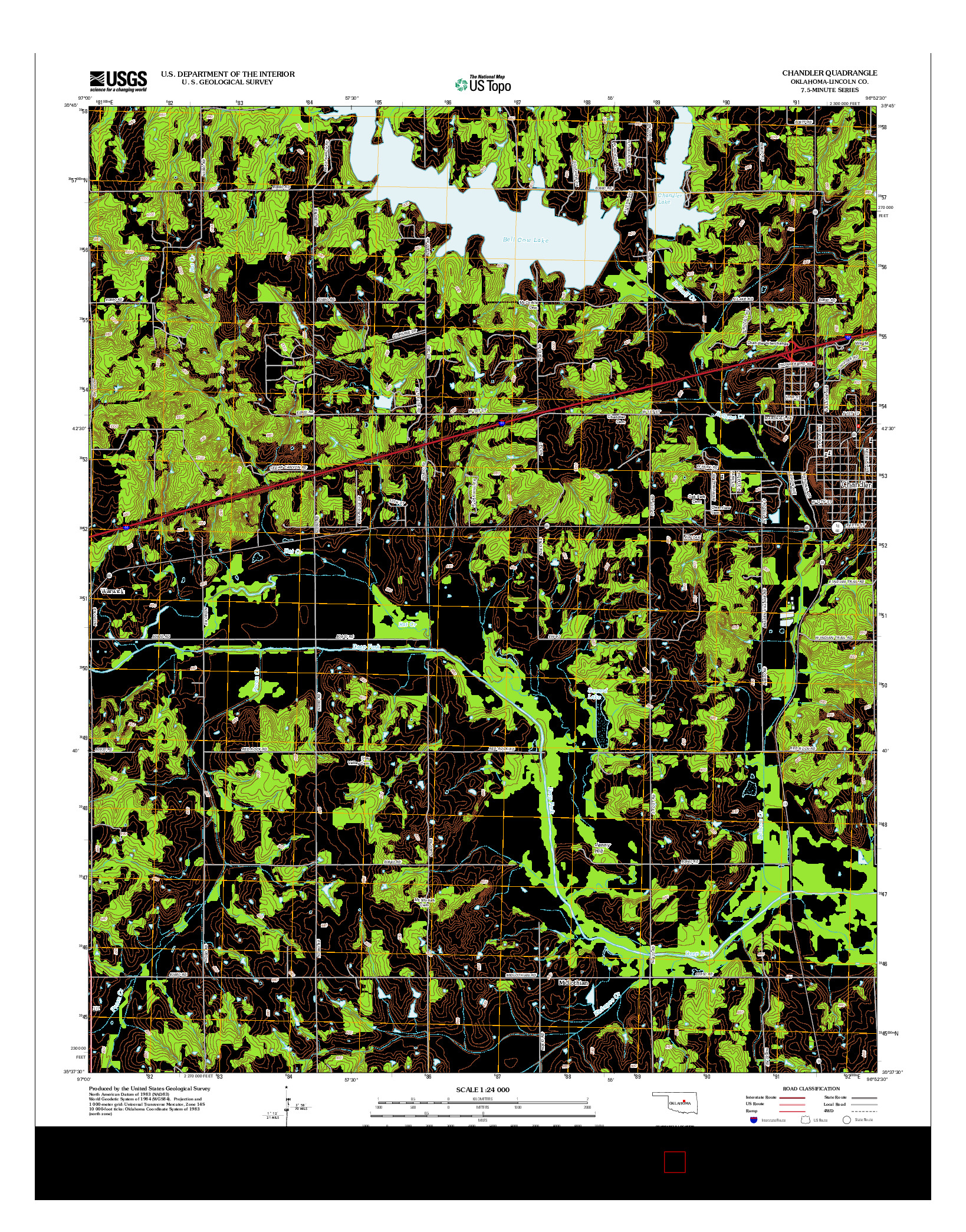USGS US TOPO 7.5-MINUTE MAP FOR CHANDLER, OK 2012