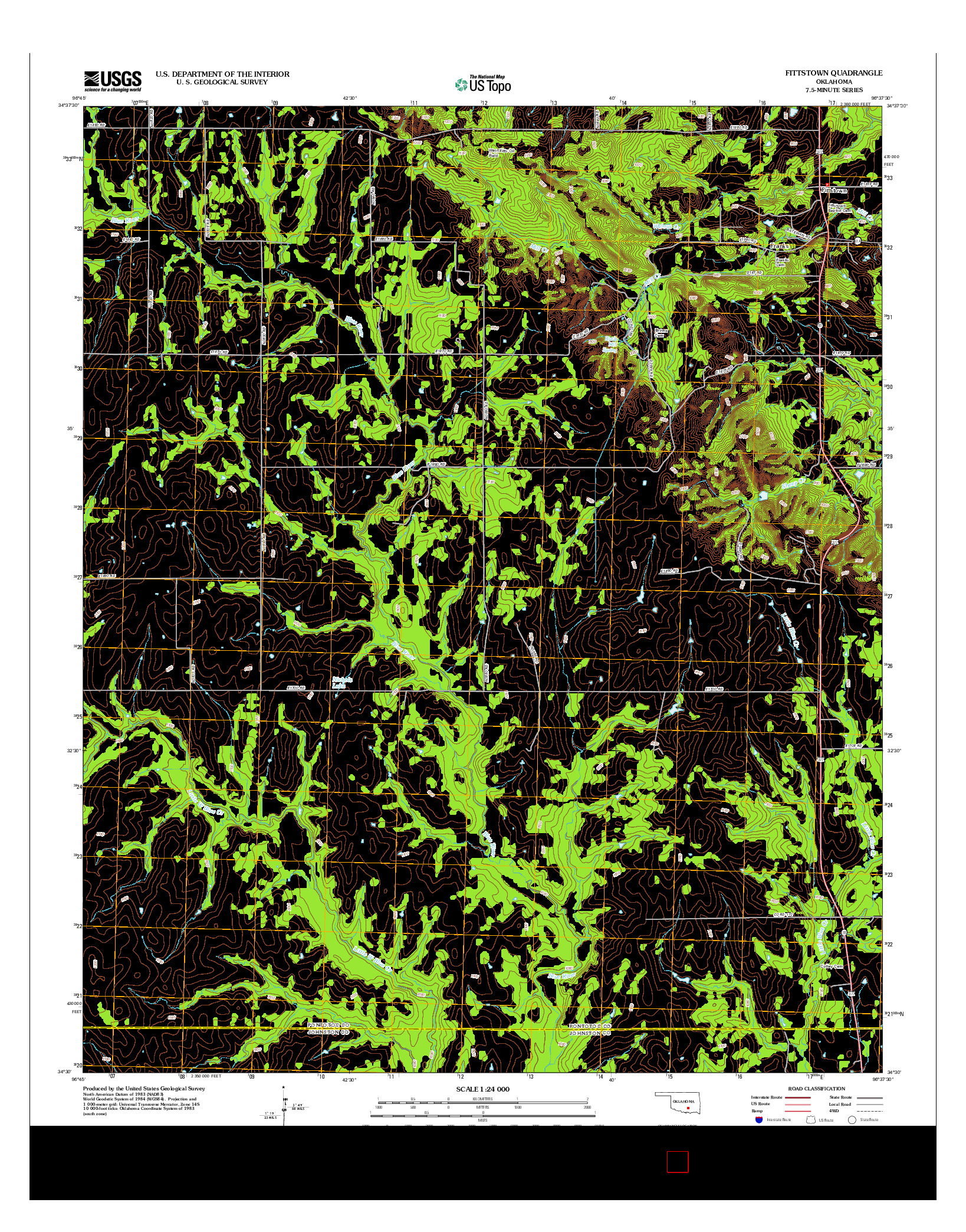 USGS US TOPO 7.5-MINUTE MAP FOR FITTSTOWN, OK 2012