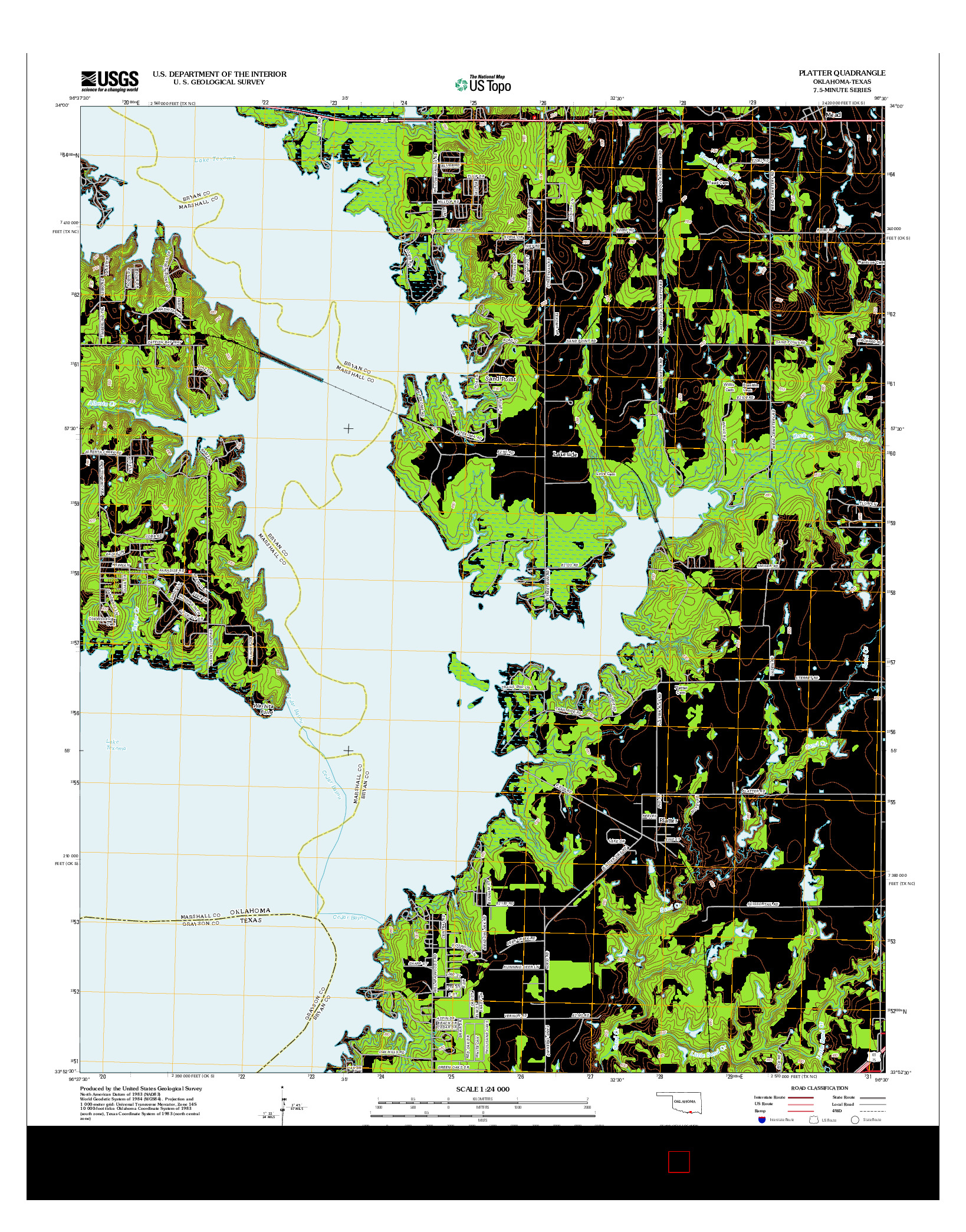 USGS US TOPO 7.5-MINUTE MAP FOR PLATTER, OK-TX 2012