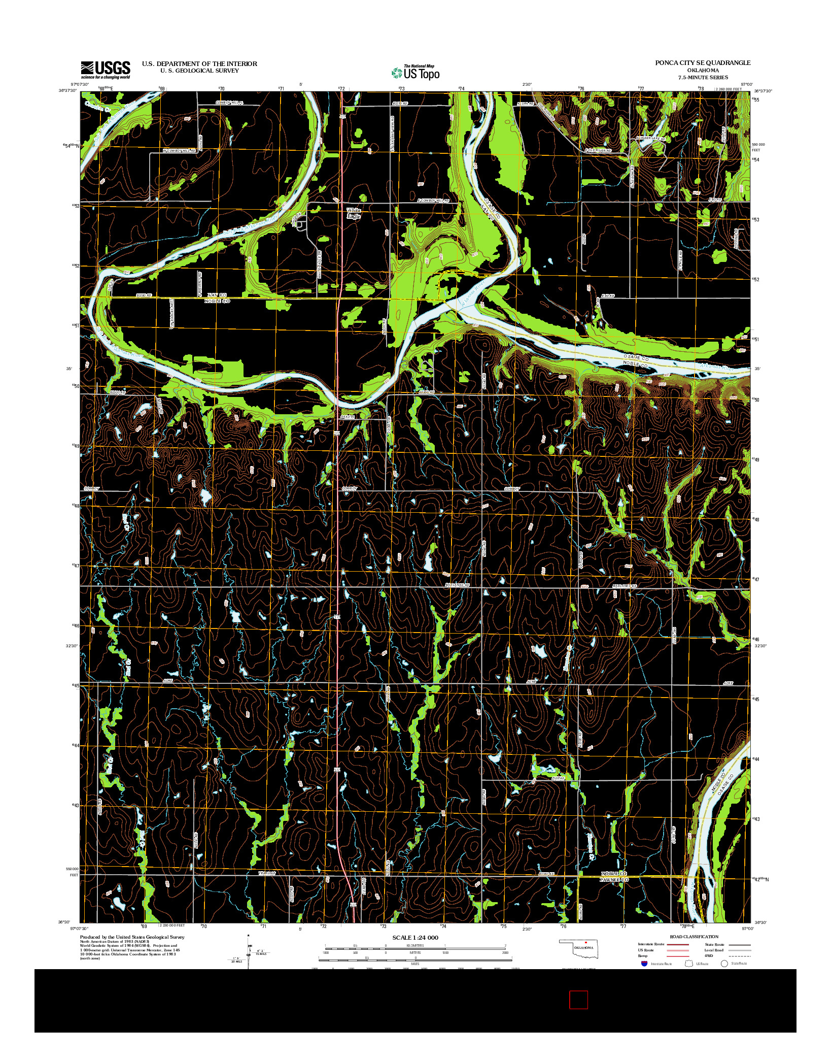 USGS US TOPO 7.5-MINUTE MAP FOR PONCA CITY SE, OK 2012