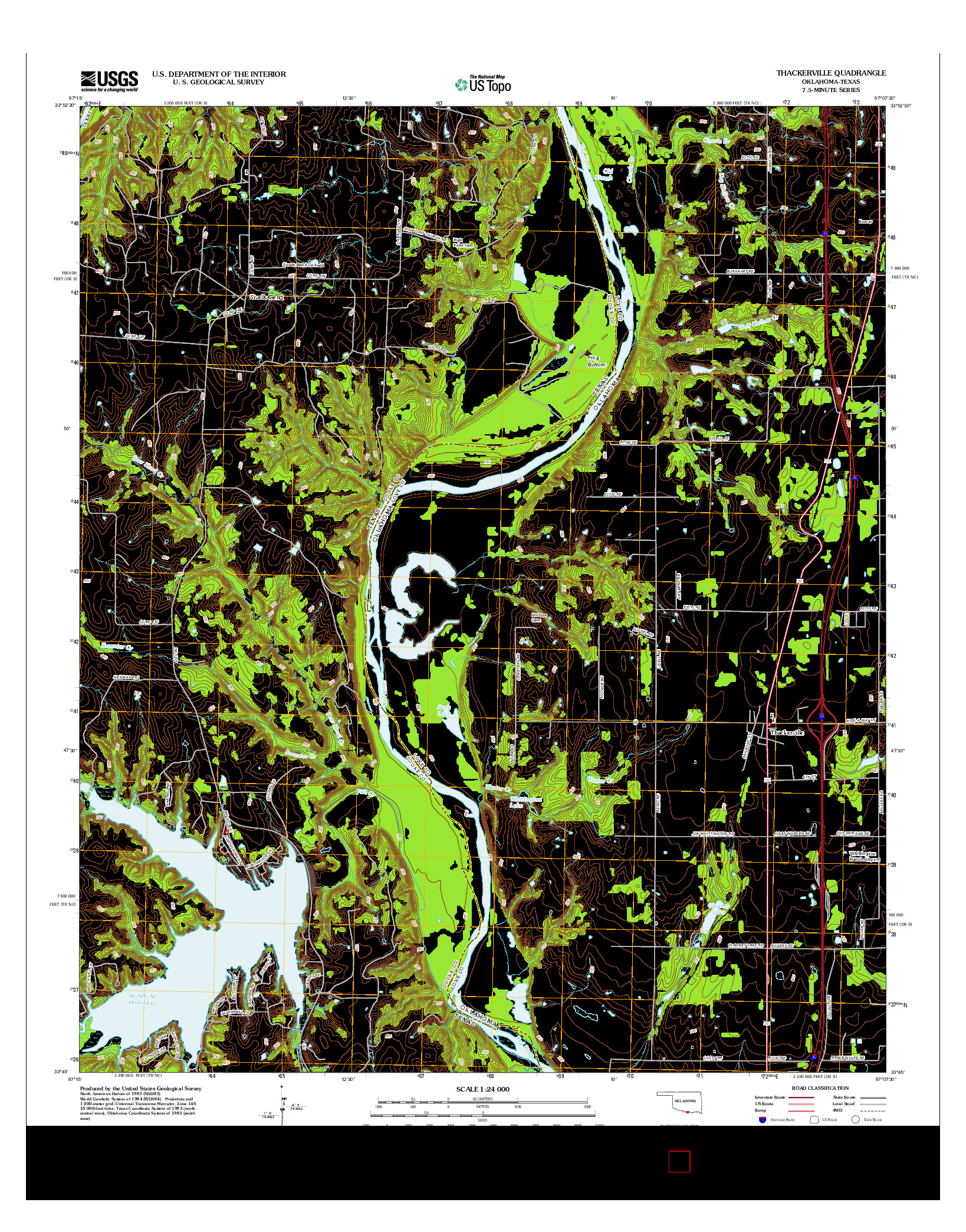 USGS US TOPO 7.5-MINUTE MAP FOR THACKERVILLE, OK-TX 2012