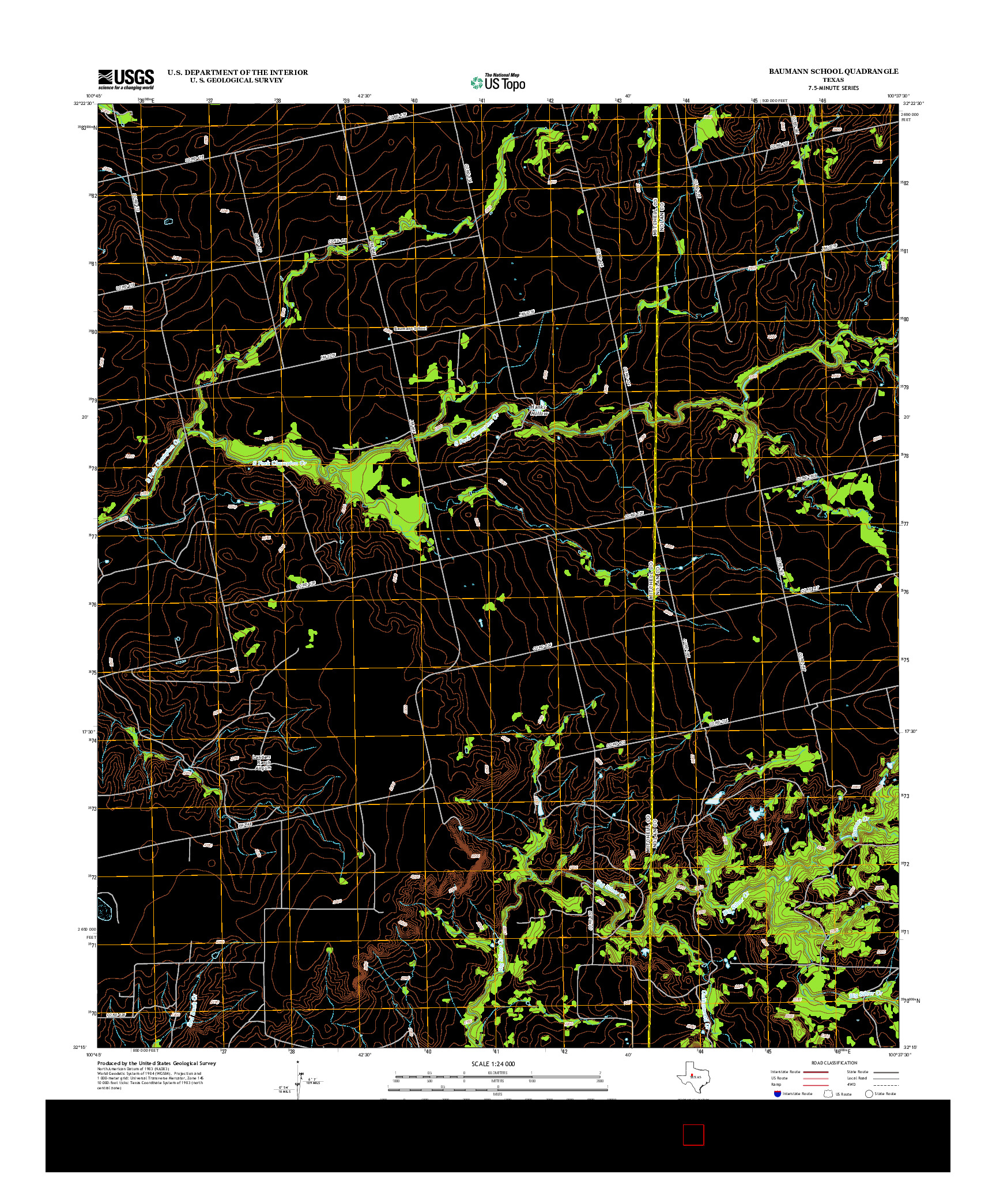 USGS US TOPO 7.5-MINUTE MAP FOR BAUMANN SCHOOL, TX 2012