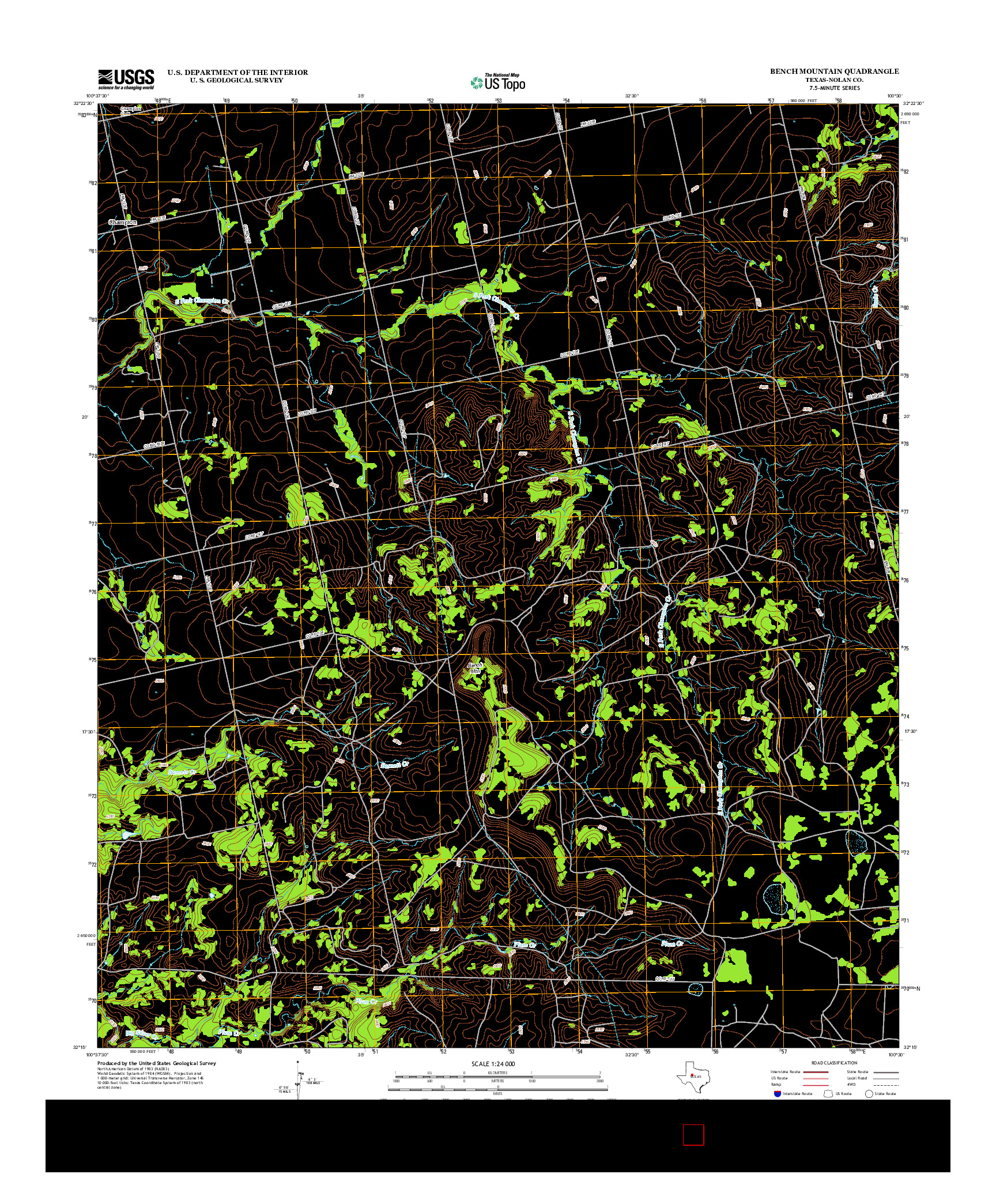 USGS US TOPO 7.5-MINUTE MAP FOR BENCH MOUNTAIN, TX 2012