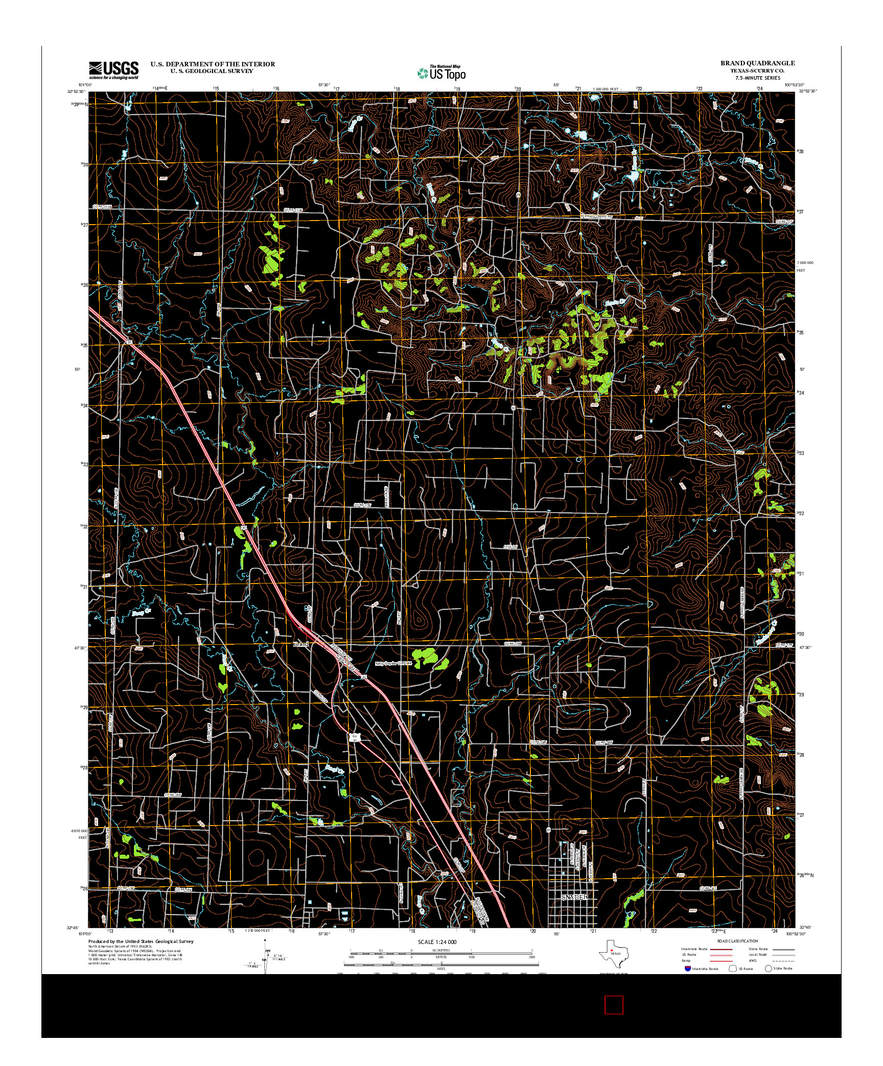 USGS US TOPO 7.5-MINUTE MAP FOR BRAND, TX 2012