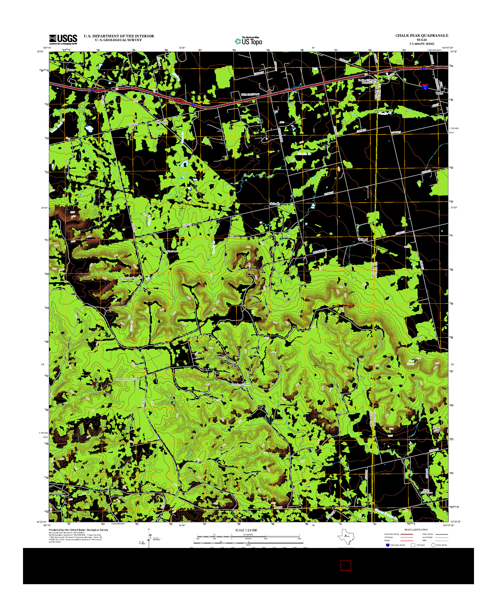USGS US TOPO 7.5-MINUTE MAP FOR CHALK PEAK, TX 2012