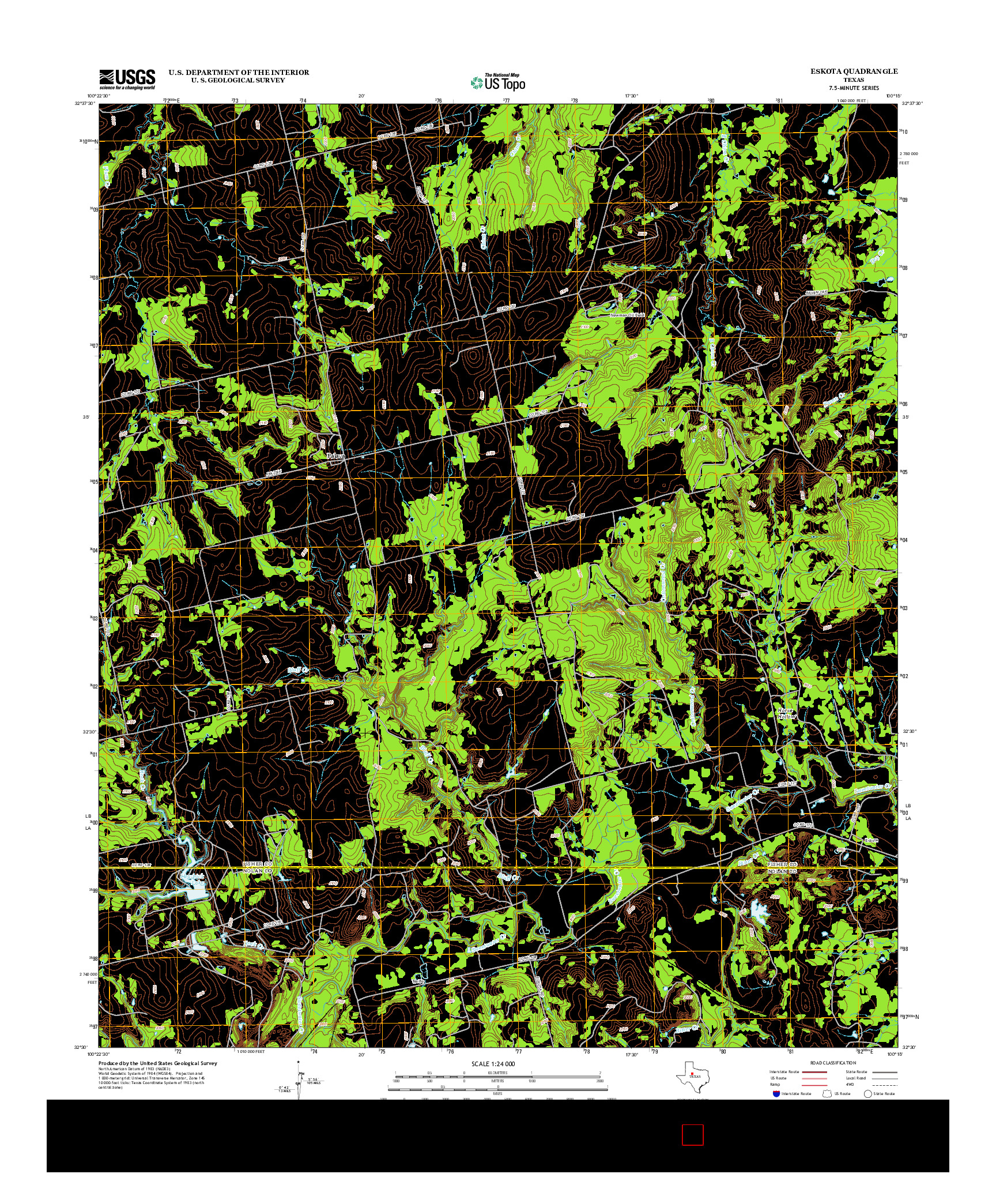 USGS US TOPO 7.5-MINUTE MAP FOR ESKOTA, TX 2012