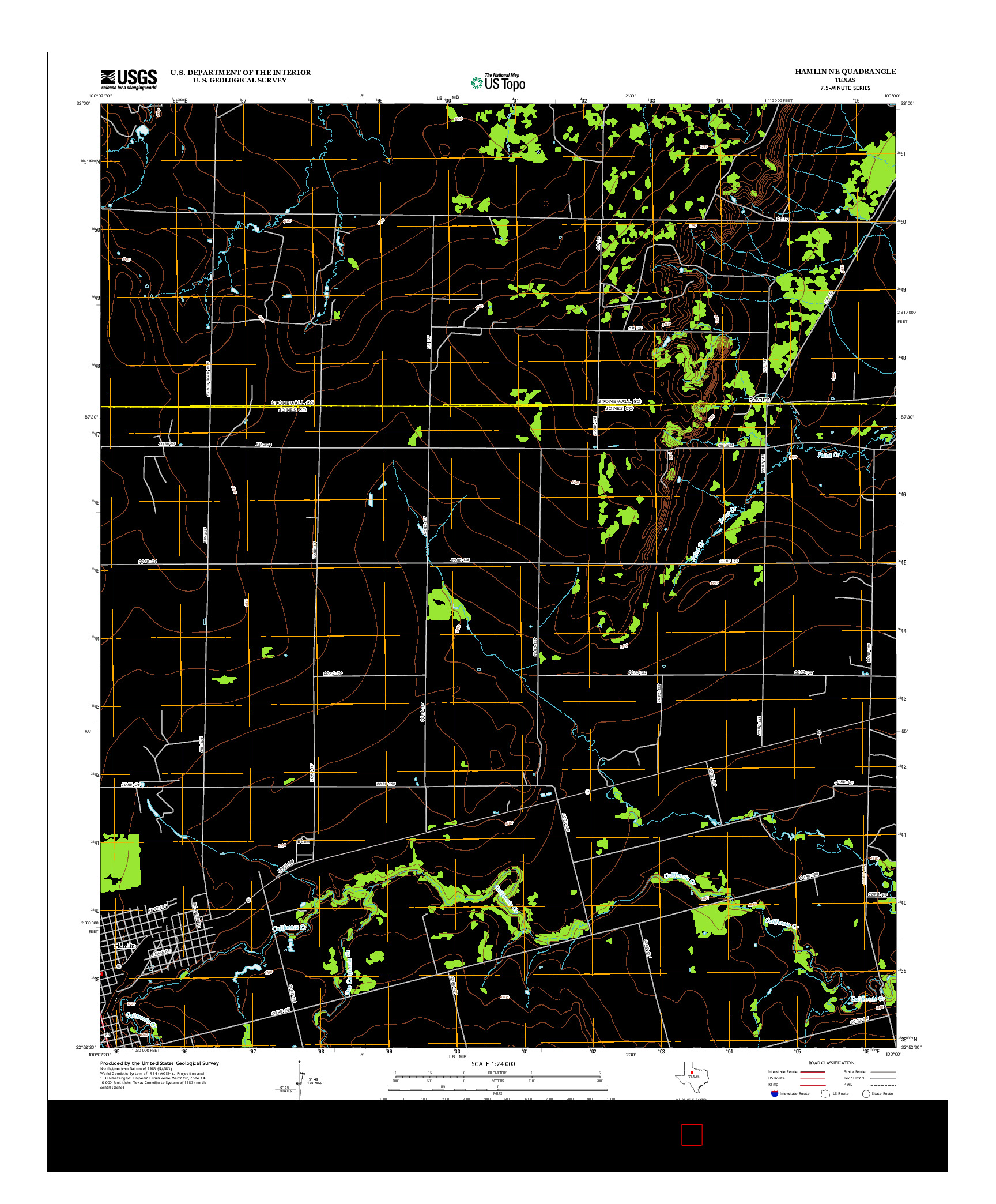 USGS US TOPO 7.5-MINUTE MAP FOR HAMLIN NE, TX 2012