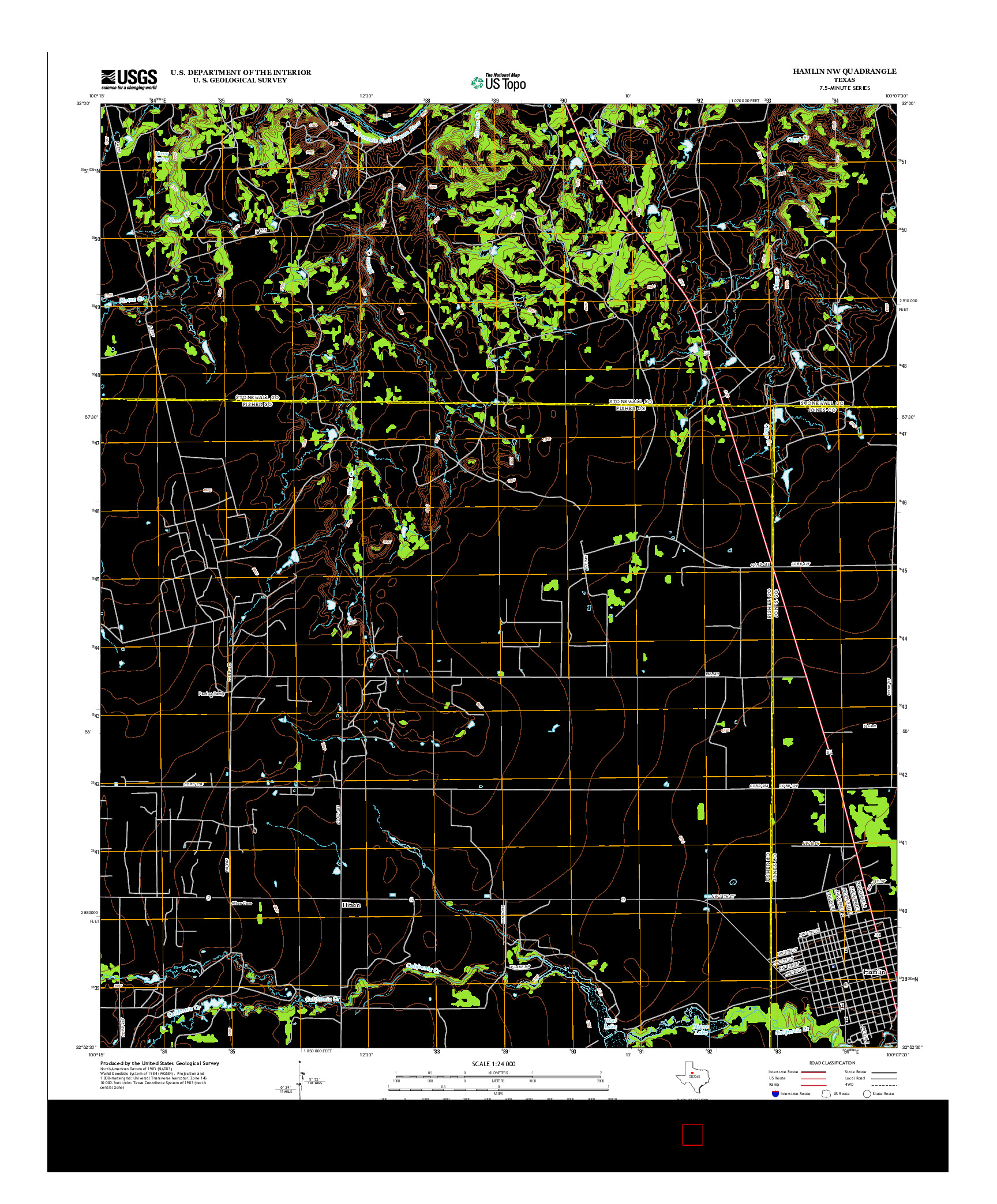 USGS US TOPO 7.5-MINUTE MAP FOR HAMLIN NW, TX 2012