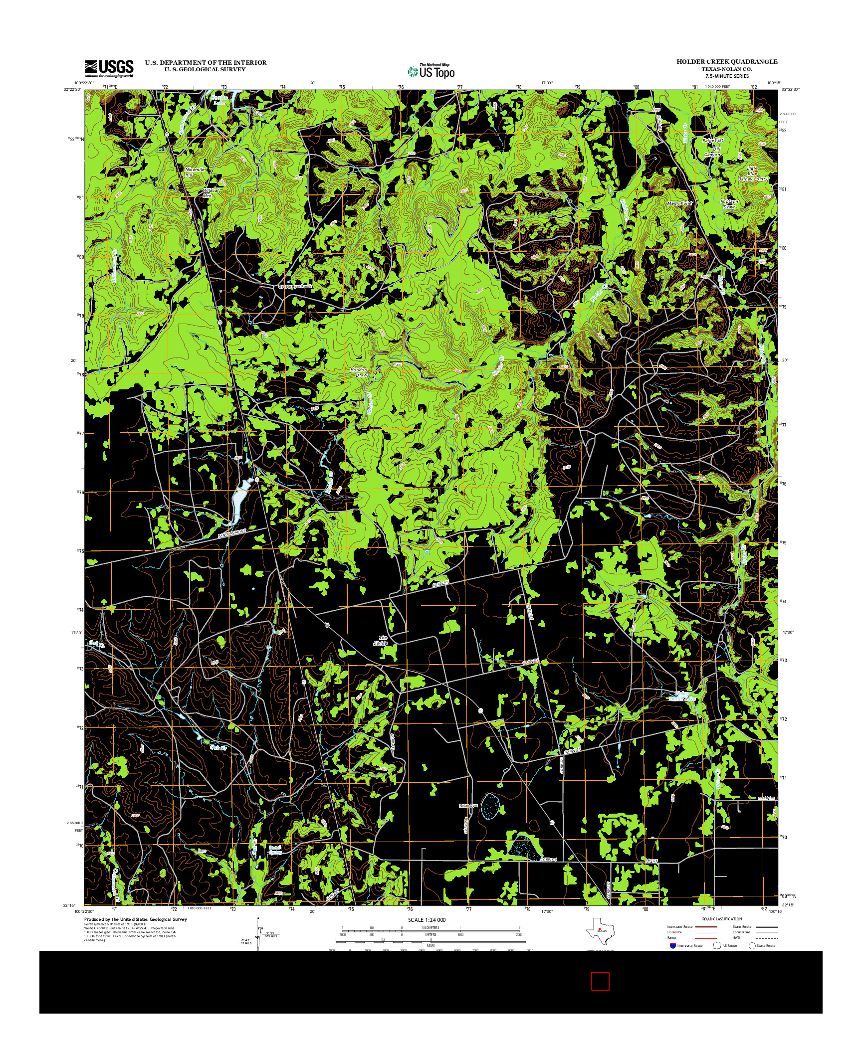 USGS US TOPO 7.5-MINUTE MAP FOR HOLDER CREEK, TX 2012