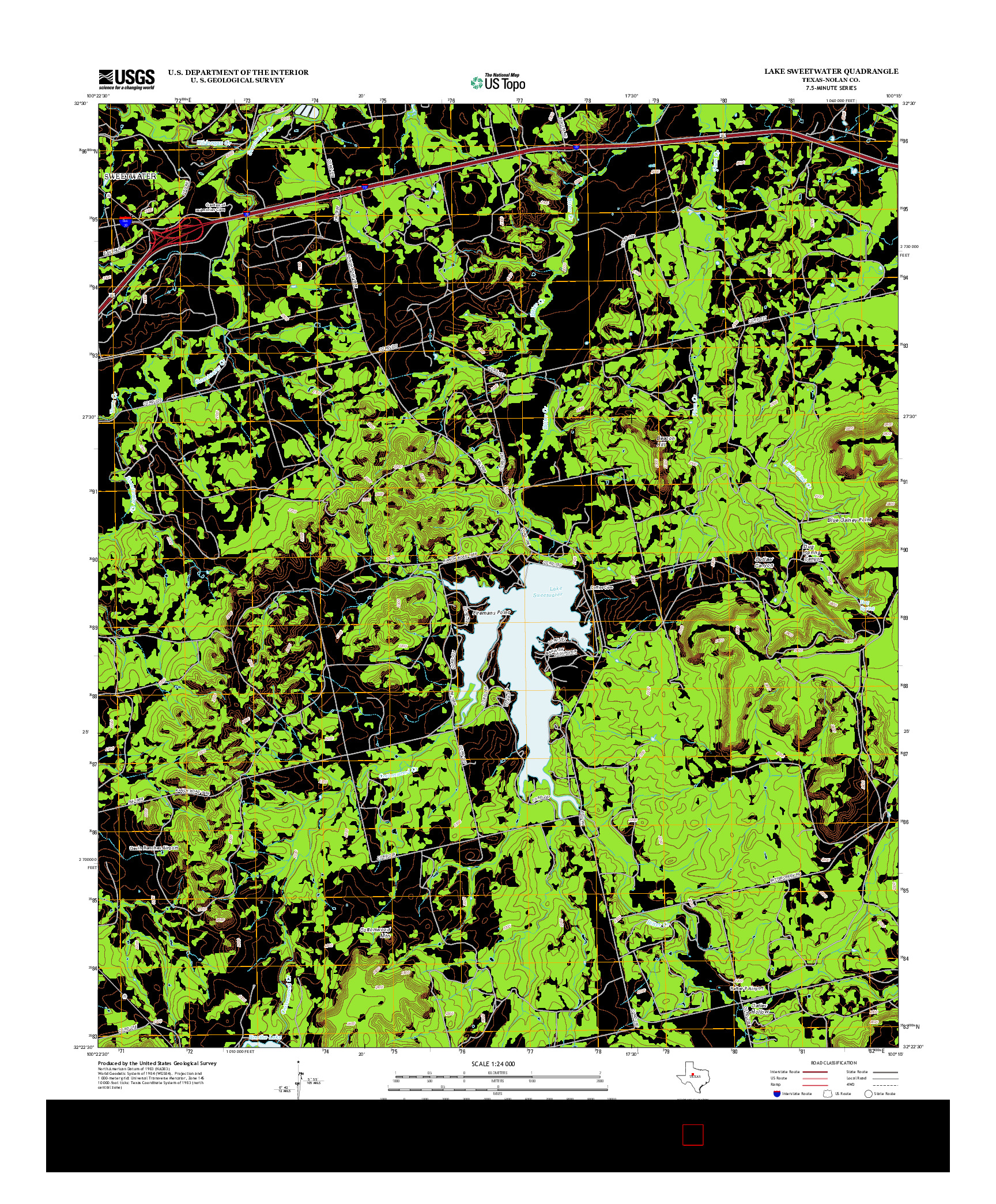 USGS US TOPO 7.5-MINUTE MAP FOR LAKE SWEETWATER, TX 2012