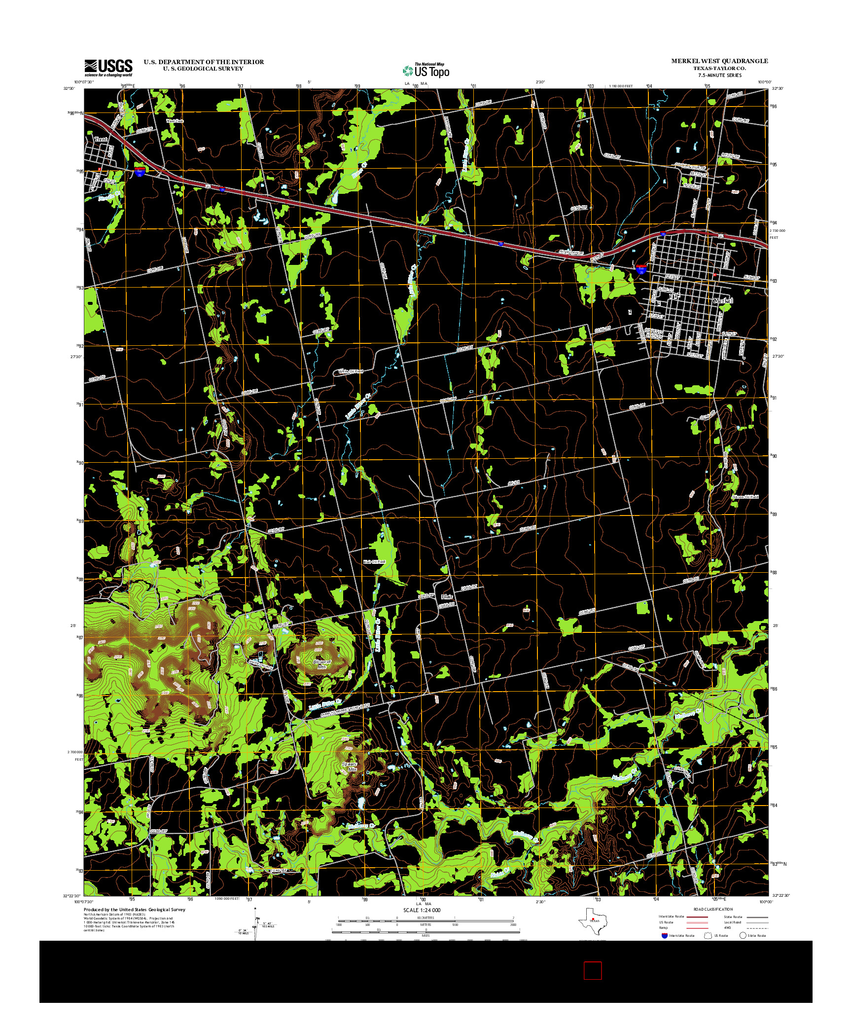 USGS US TOPO 7.5-MINUTE MAP FOR MERKEL WEST, TX 2012