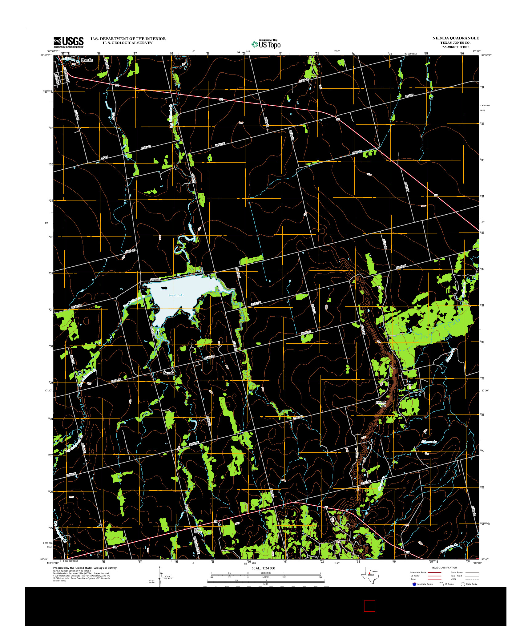 USGS US TOPO 7.5-MINUTE MAP FOR NEINDA, TX 2012