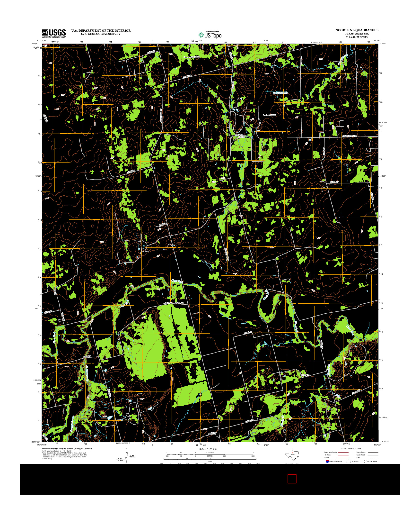 USGS US TOPO 7.5-MINUTE MAP FOR NOODLE NE, TX 2012