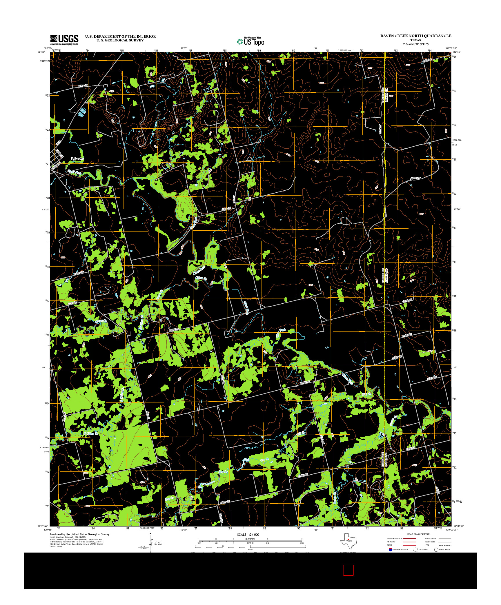 USGS US TOPO 7.5-MINUTE MAP FOR RAVEN CREEK NORTH, TX 2012