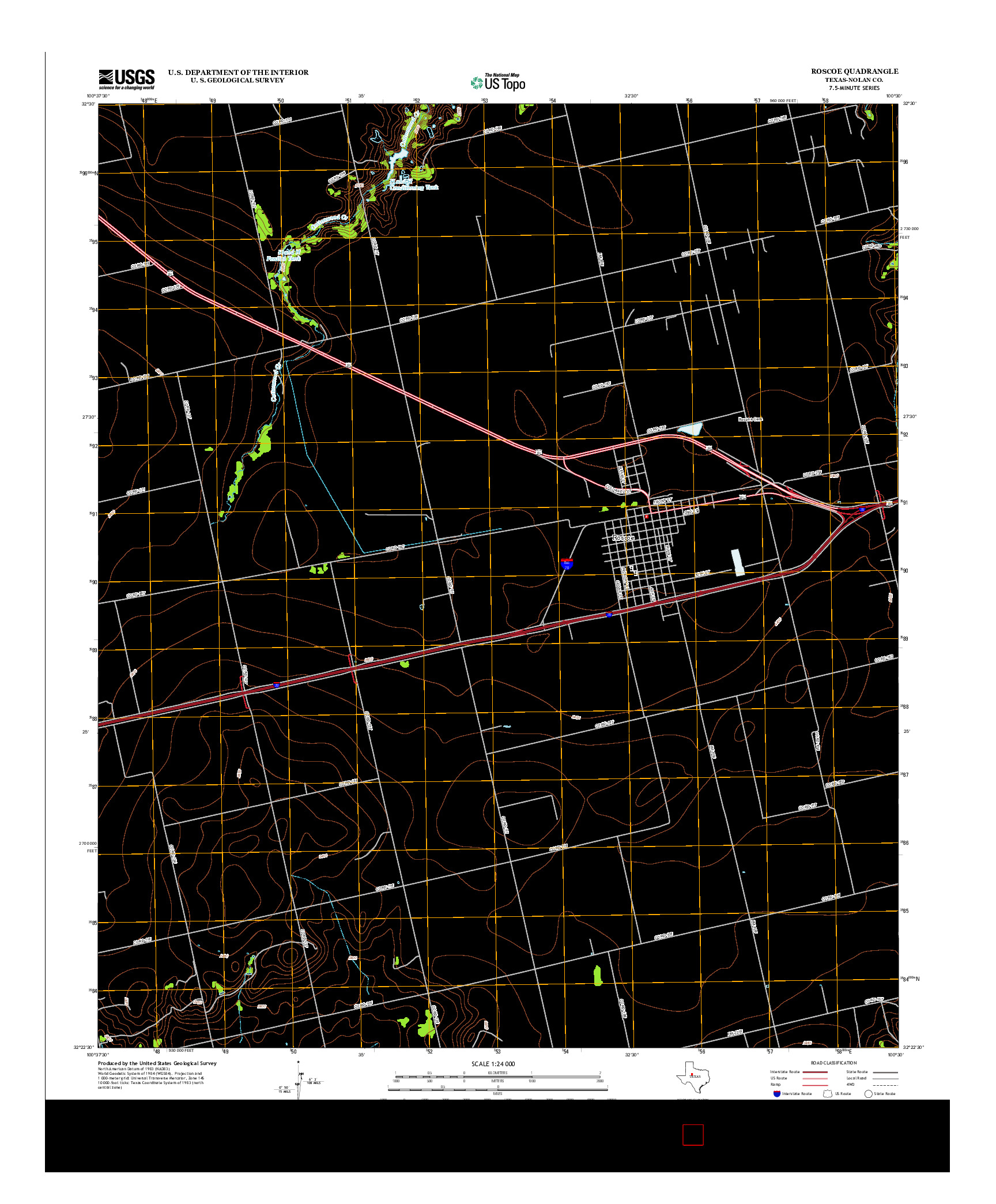 USGS US TOPO 7.5-MINUTE MAP FOR ROSCOE, TX 2012