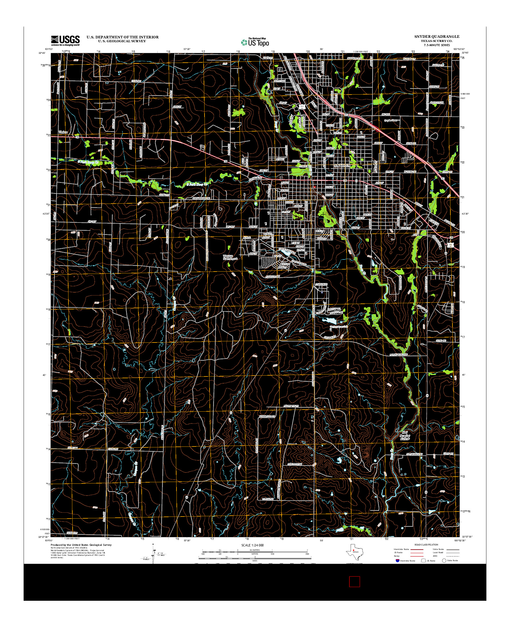 USGS US TOPO 7.5-MINUTE MAP FOR SNYDER, TX 2012