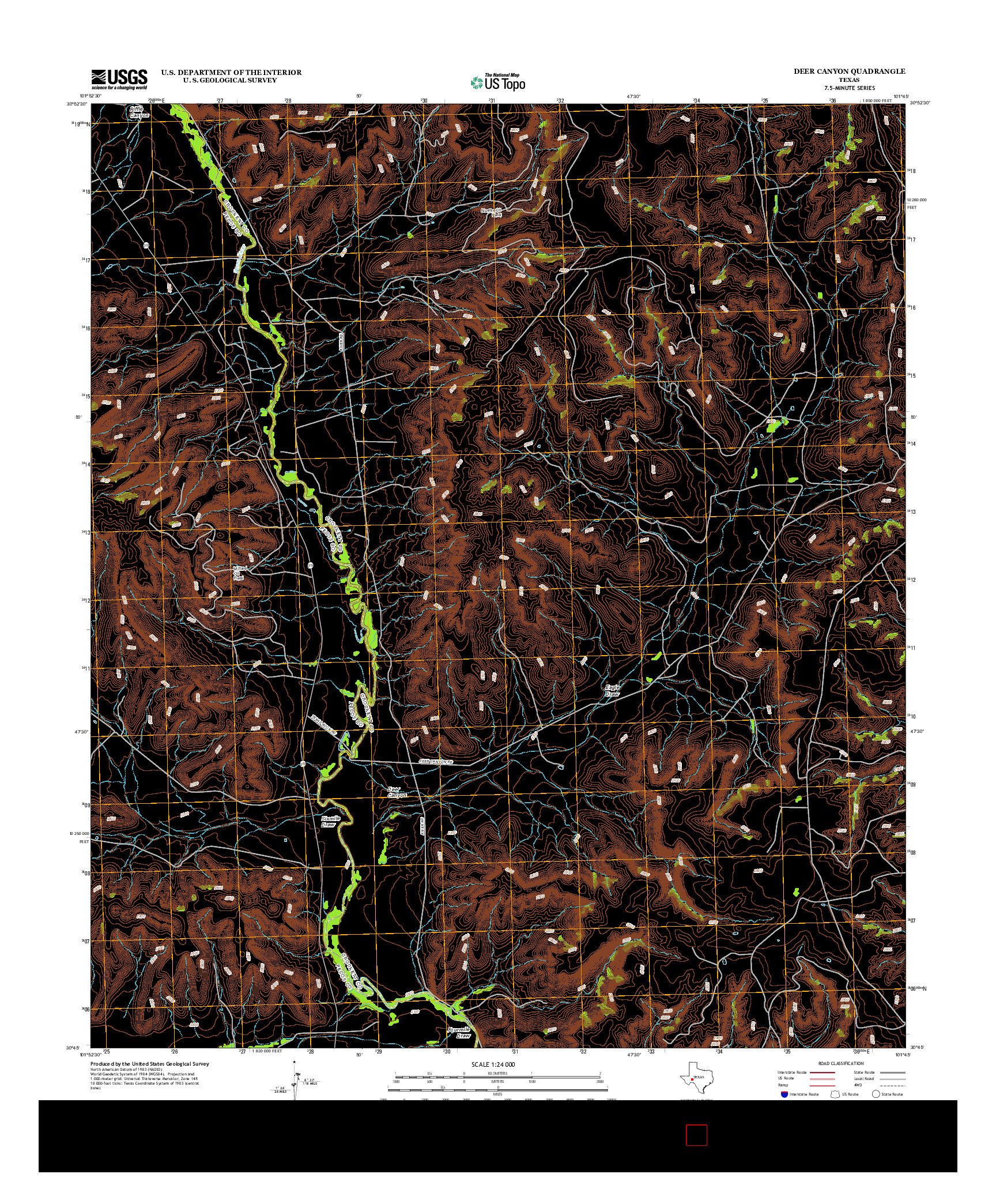 USGS US TOPO 7.5-MINUTE MAP FOR DEER CANYON, TX 2012