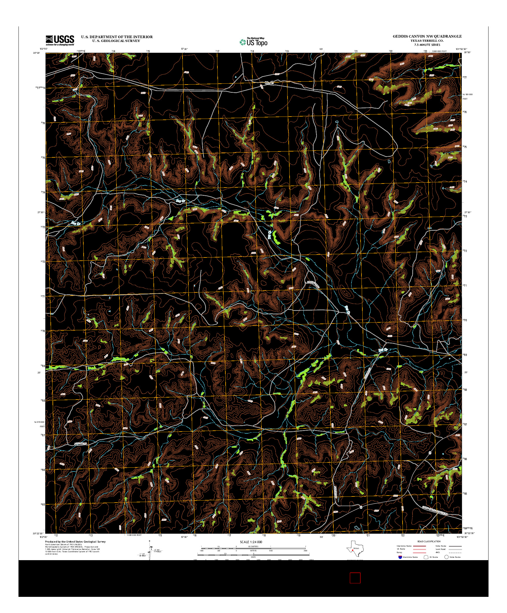 USGS US TOPO 7.5-MINUTE MAP FOR GEDDIS CANYON NW, TX 2012